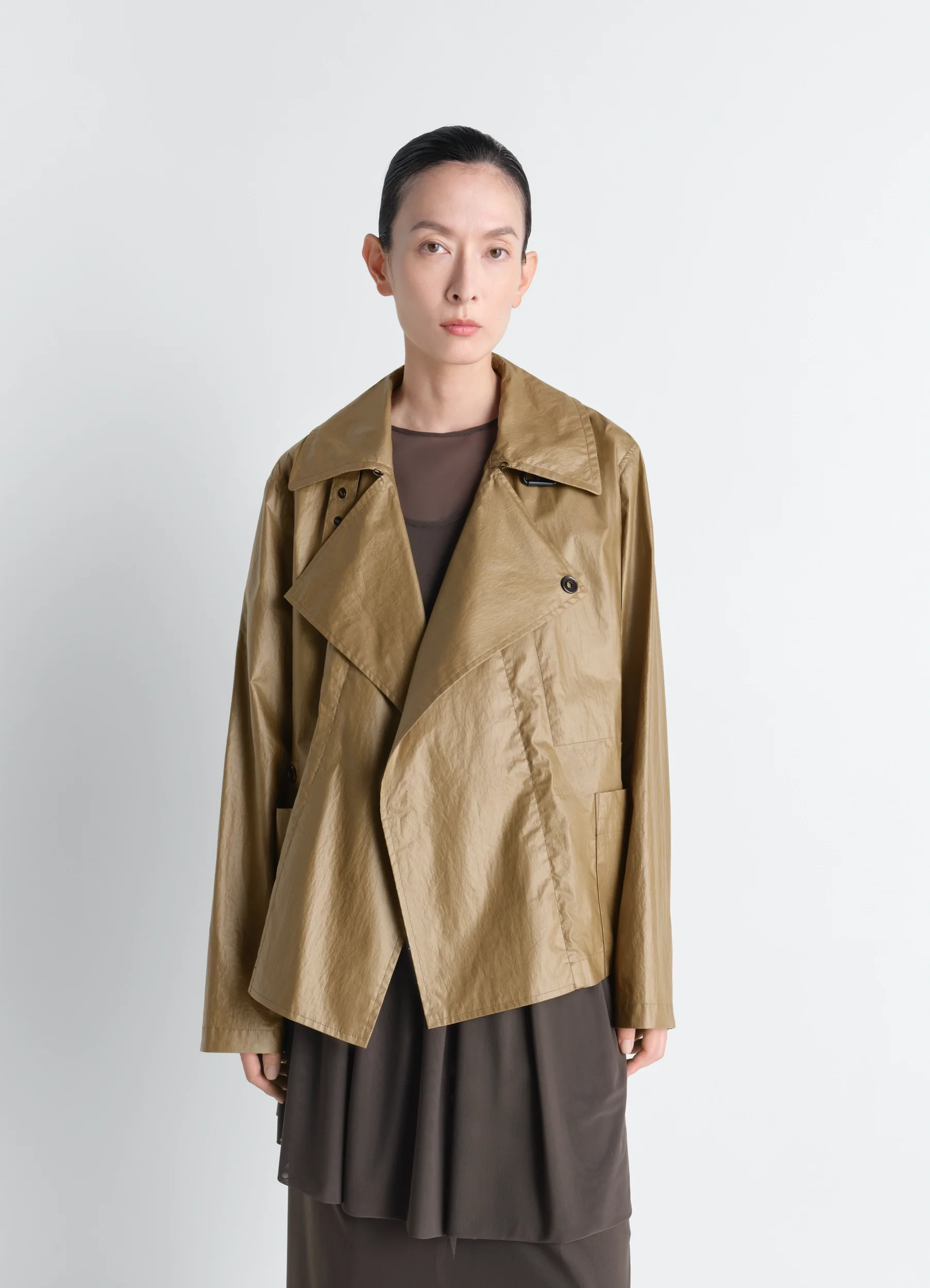 LIGHT WRAP JACKET IN LIGHT COATED COTTON