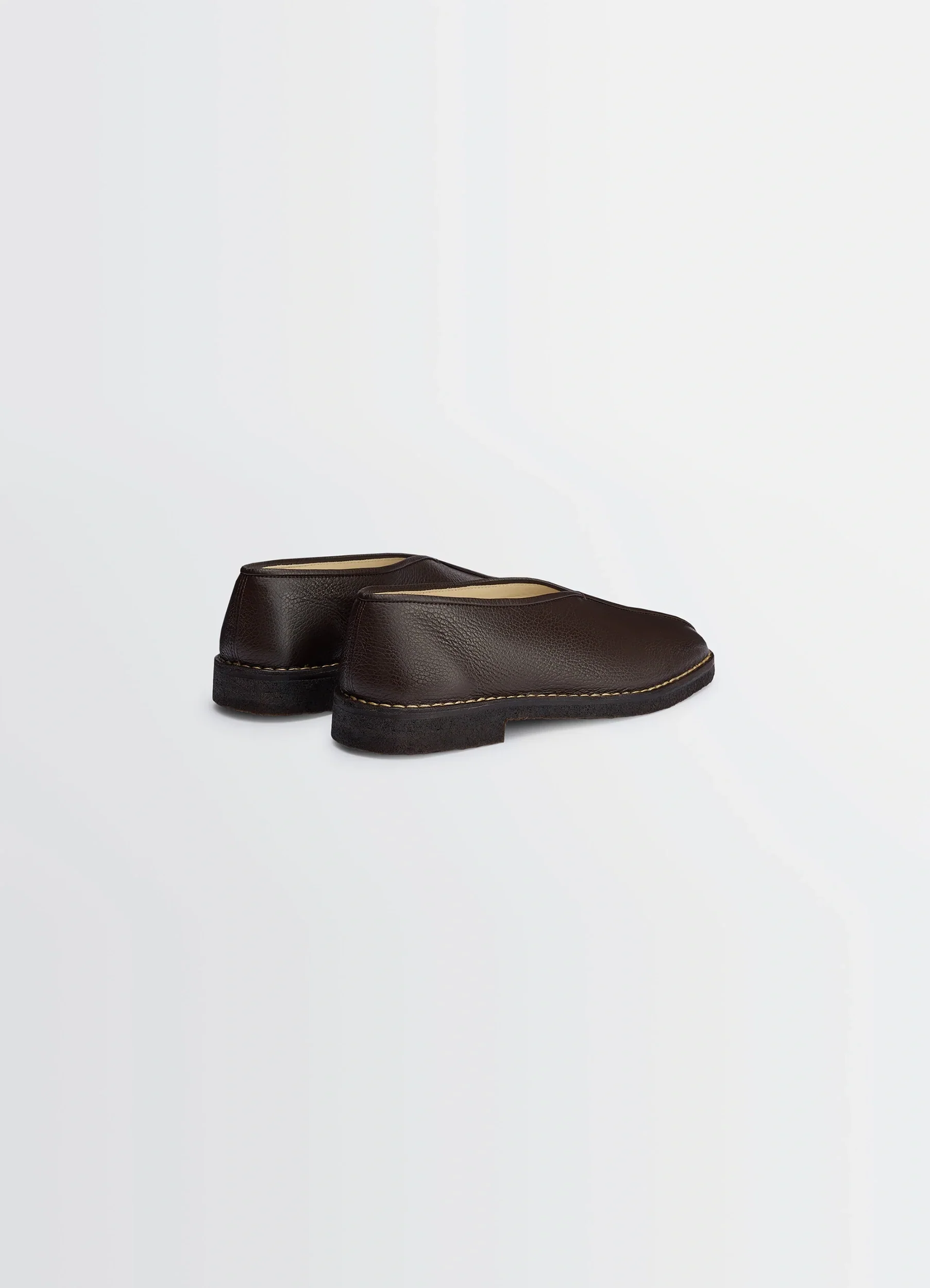 PIPED CREPE SLIPPERS IN LEATHER
