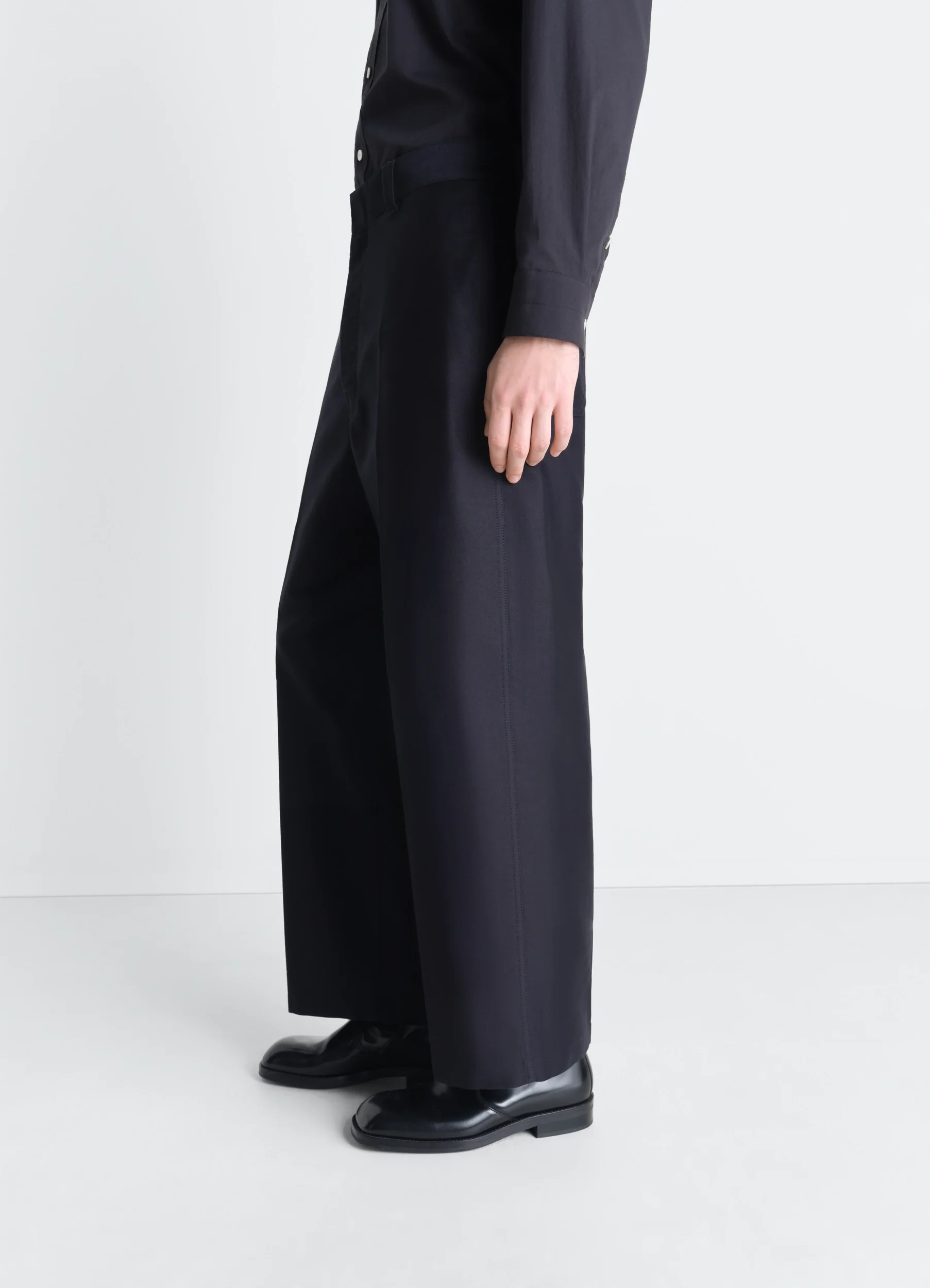 WIDE WORKWEAR PANTS IN COTTON SATIN
