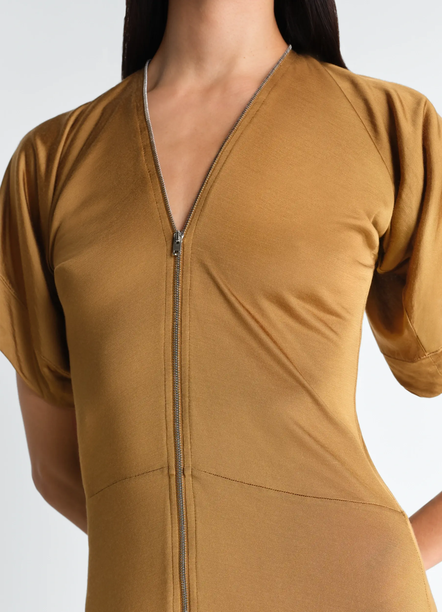 ZIP DRESS IN VISCOSE COTTON JERSEY