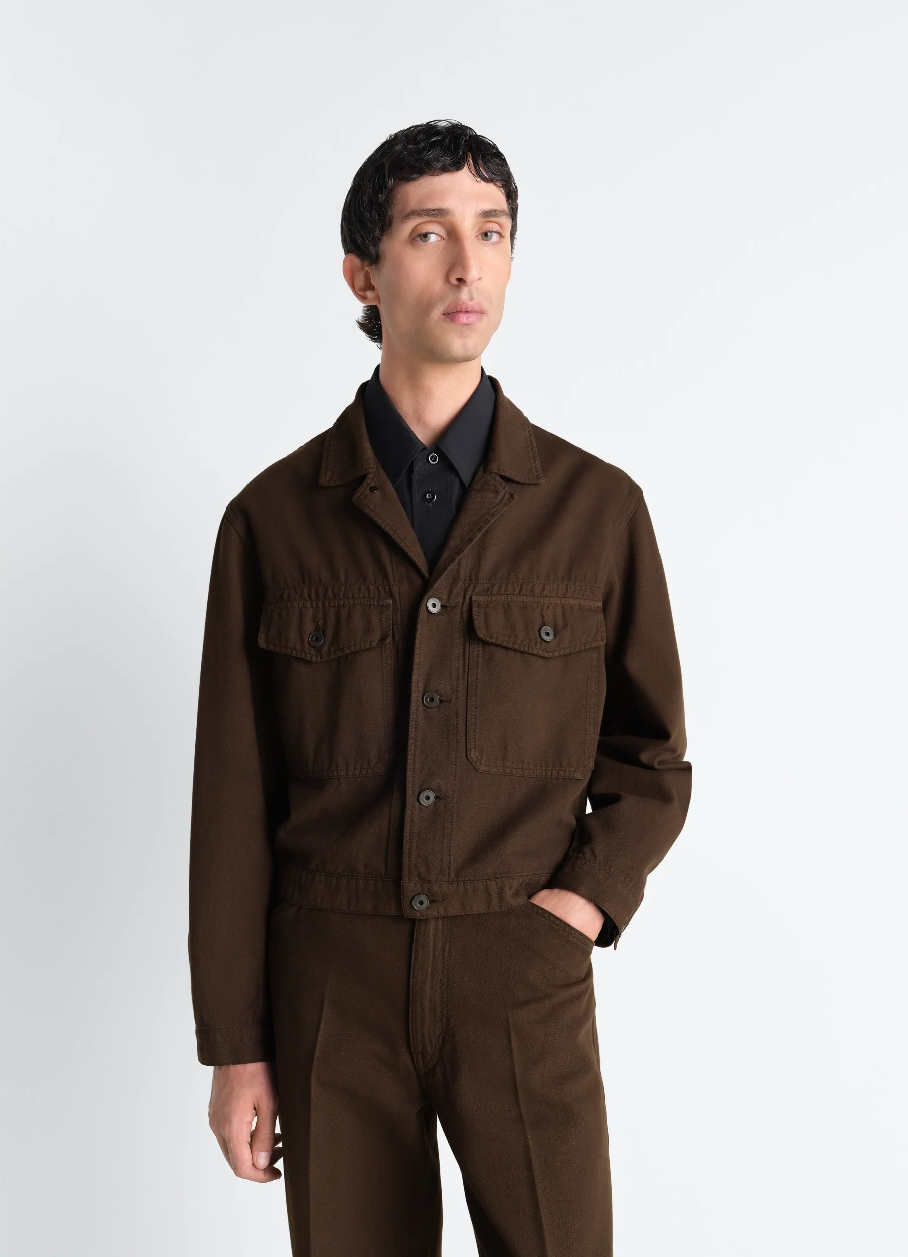 TRUCKER JACKET IN DYED BROKEN TWILL