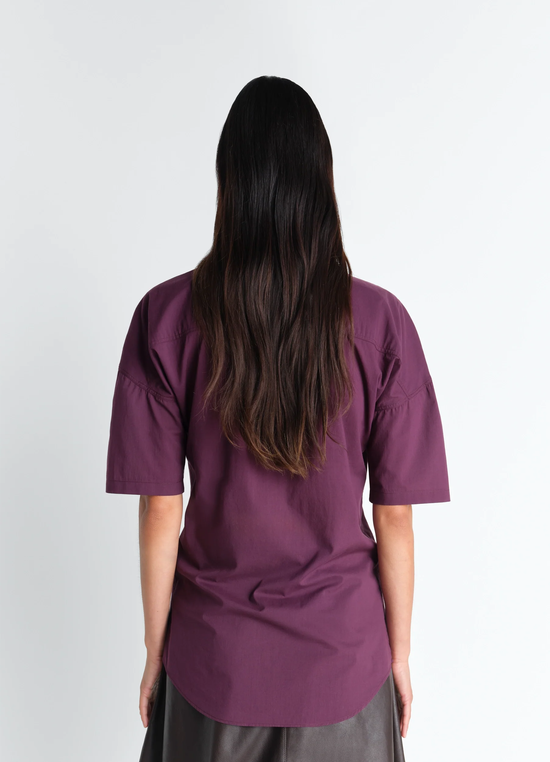 SHORT SLEEVE SHIRT WITH FOULARD IN WASHED COTTON MUSLIN