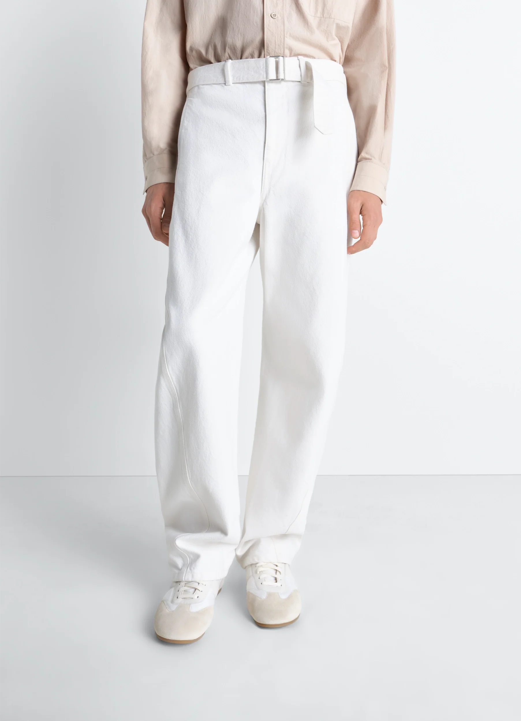 TWISTED BELTED PANTS IN DENIM