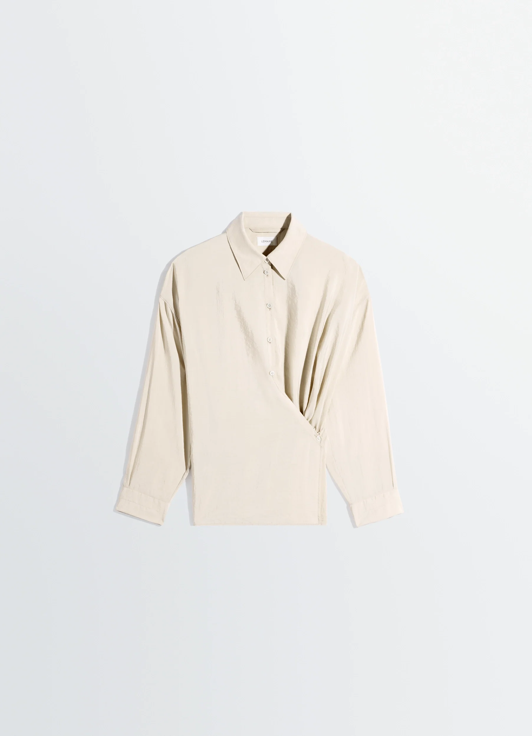 STRAIGHT COLLAR TWISTED SHIRT IN DRY SILK