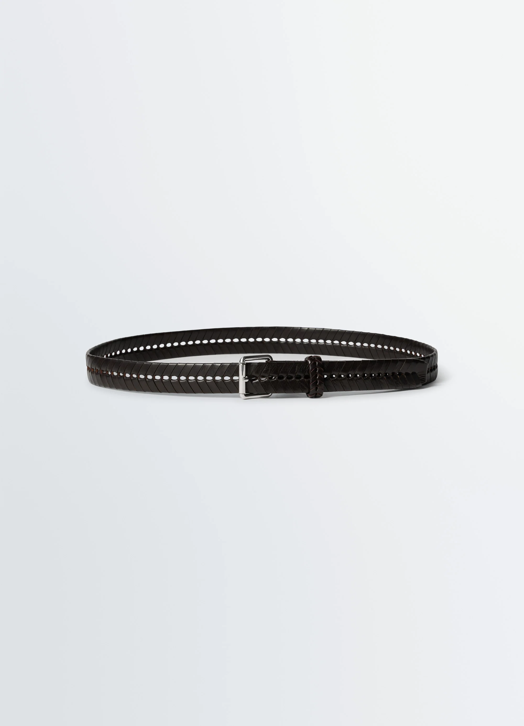 BRAIDED BELT 30 MM IN LEATHER