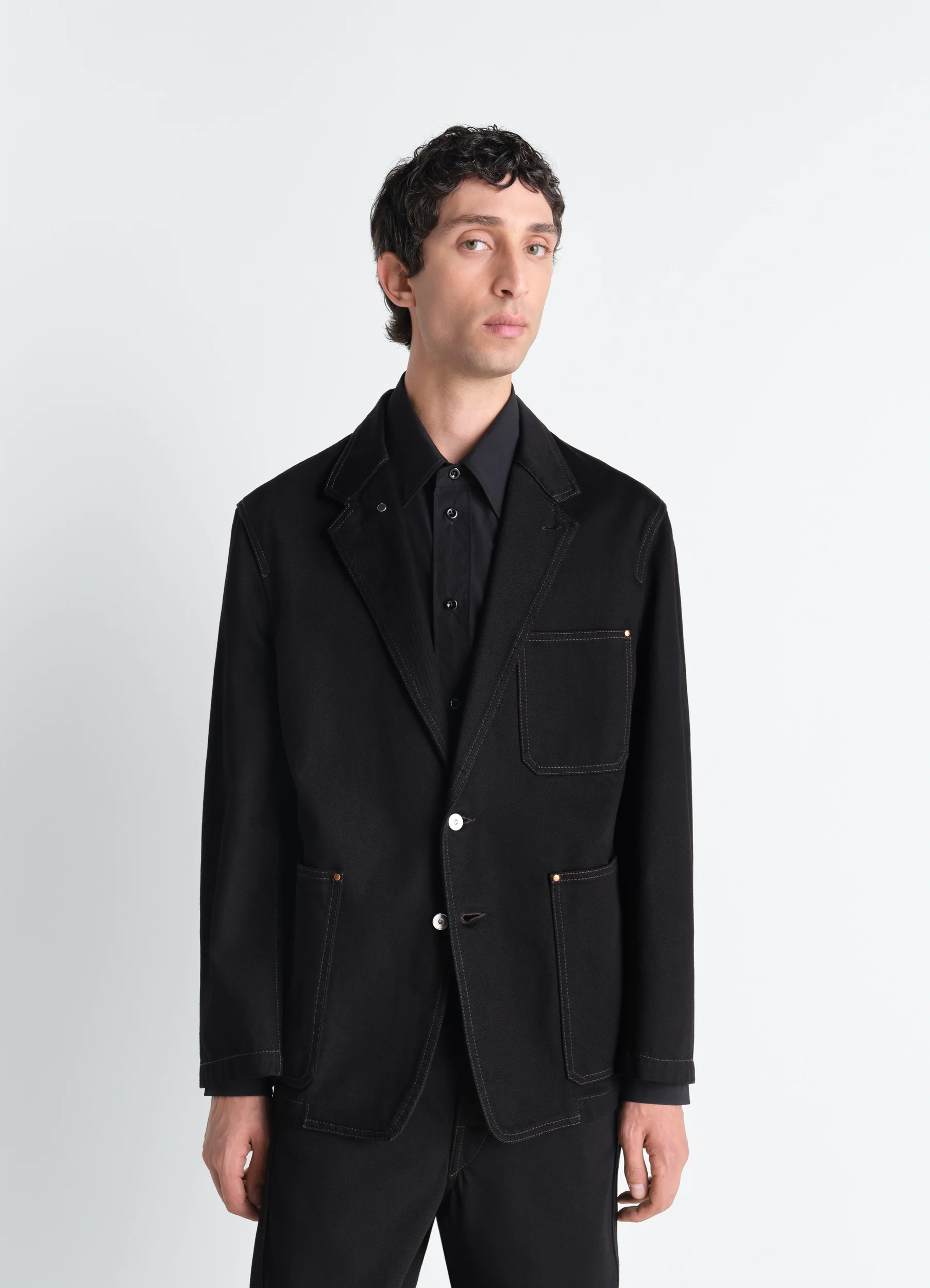 SINGLE BREASTED TAILORED JACKET IN DENIM