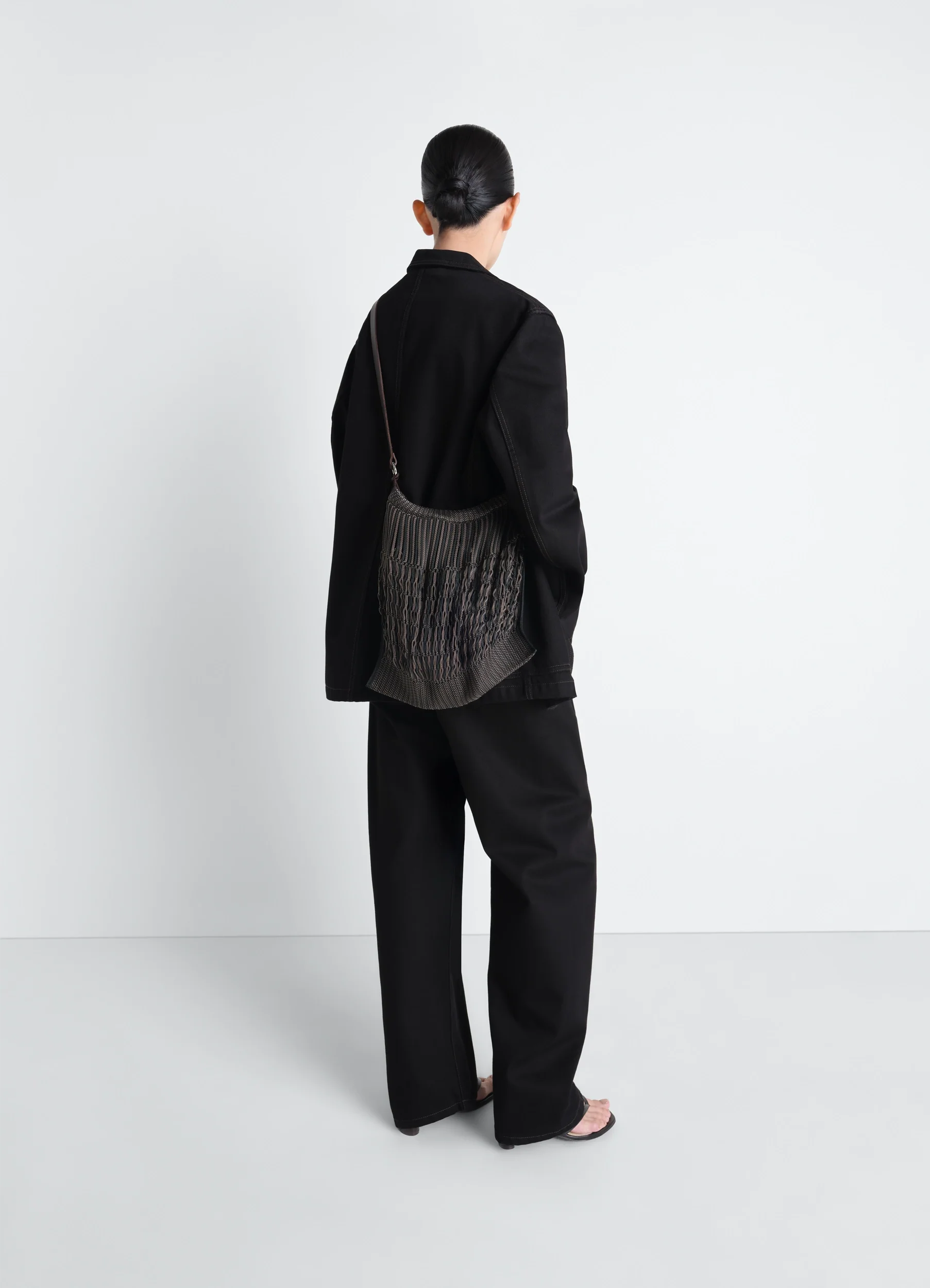 LARGE CROSSBODY FILT NET SHOPPING BAG