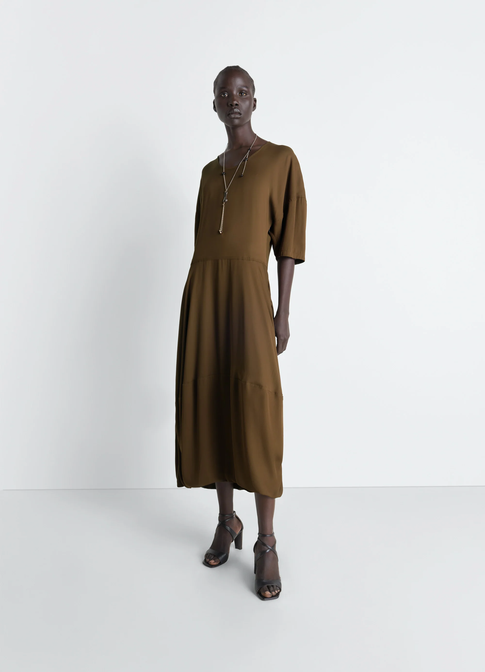 BALLOON DRESS IN CREPE DE CHINE VISCOSE