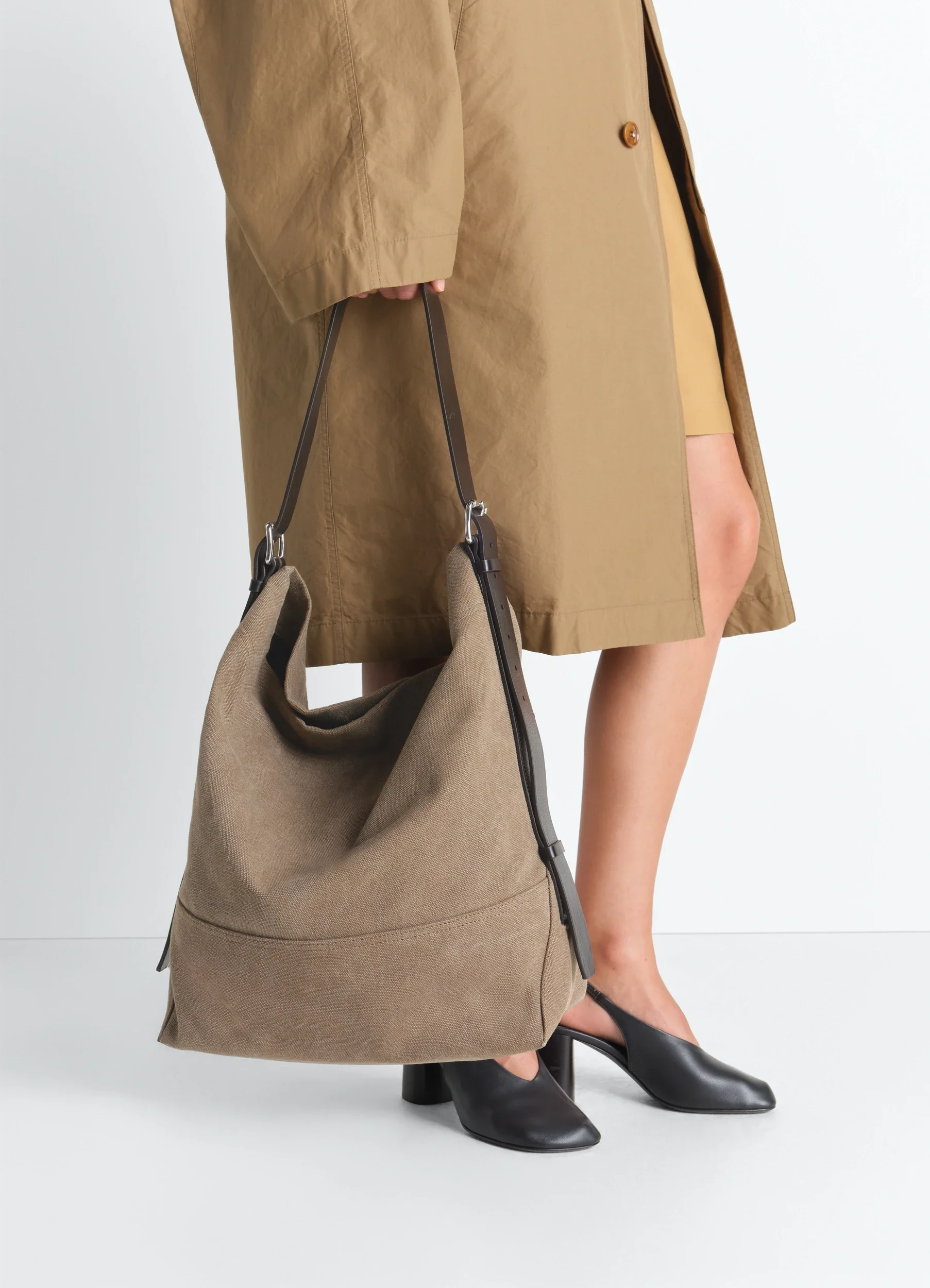 BELTED TOTE BAG IN COTTON CANVAS