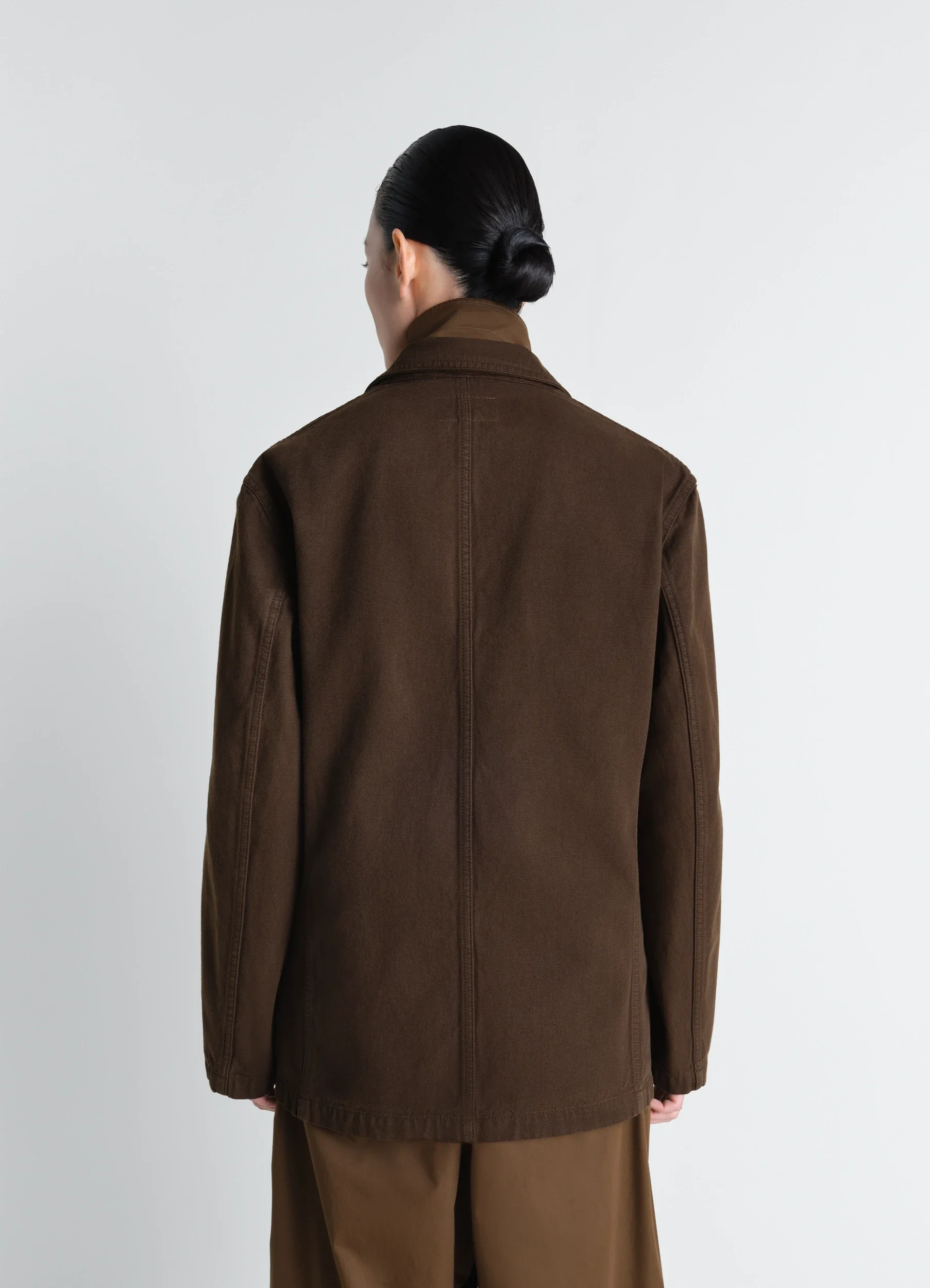SINGLE BREASTED TAILORED JACKET IN DYED HEAVY BROKEN TWILL