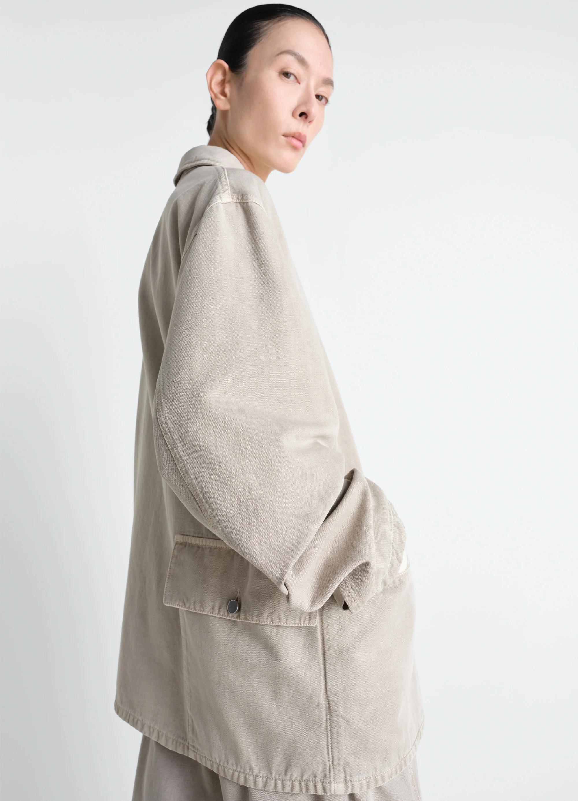 UTILITY OVERSHIRT IN SNOW BROKEN TWILL