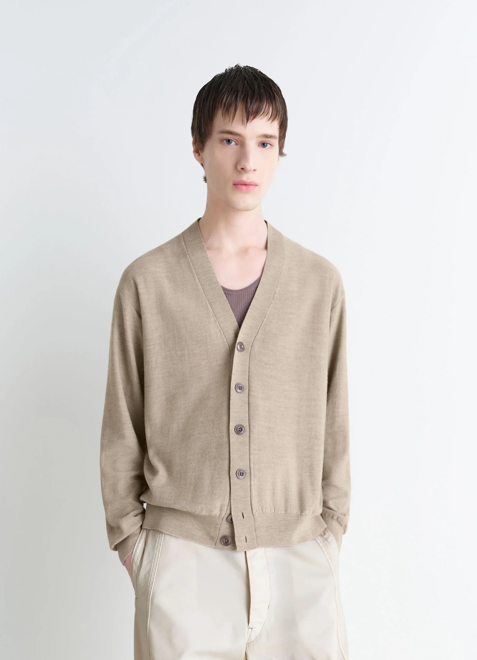 RELAXED TWISTED CARDIGAN IN MERINO BLEND