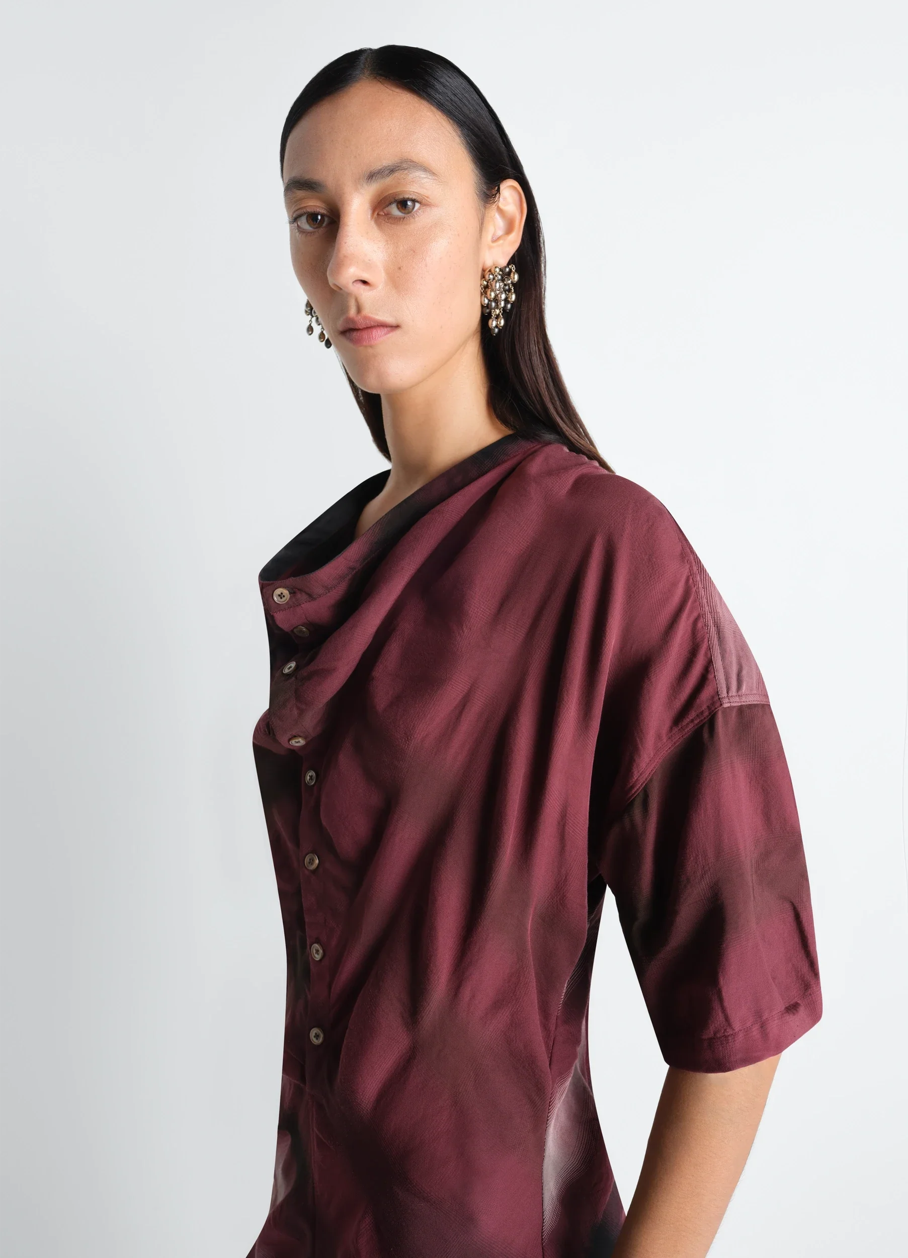 SOFT COLLAR DRESS IN VISCOSE COTTON