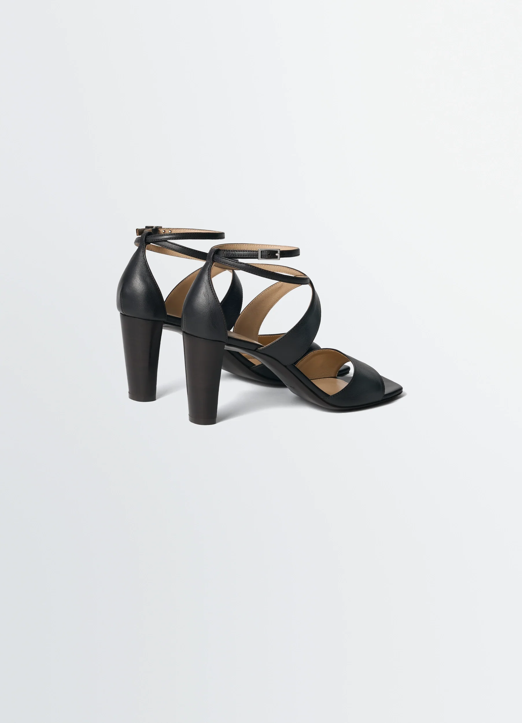 CROSS SANDALS 80 MM HEEL IN LEATHER