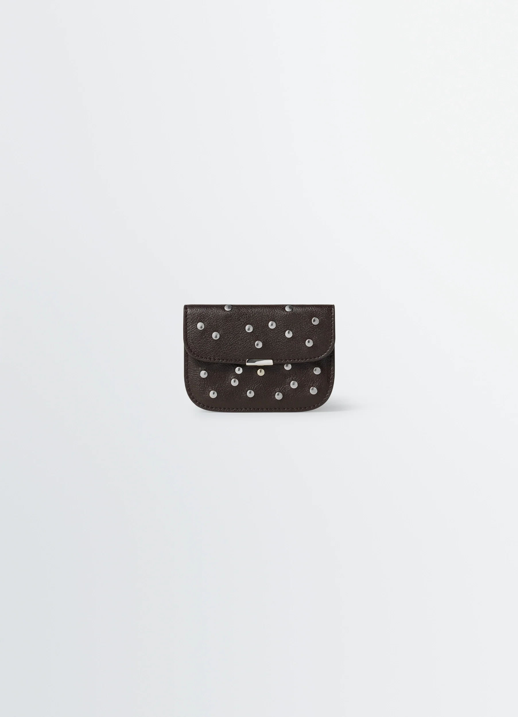 SOFT TAB STUDS DOTS CARD HOLDER IN LEATHER