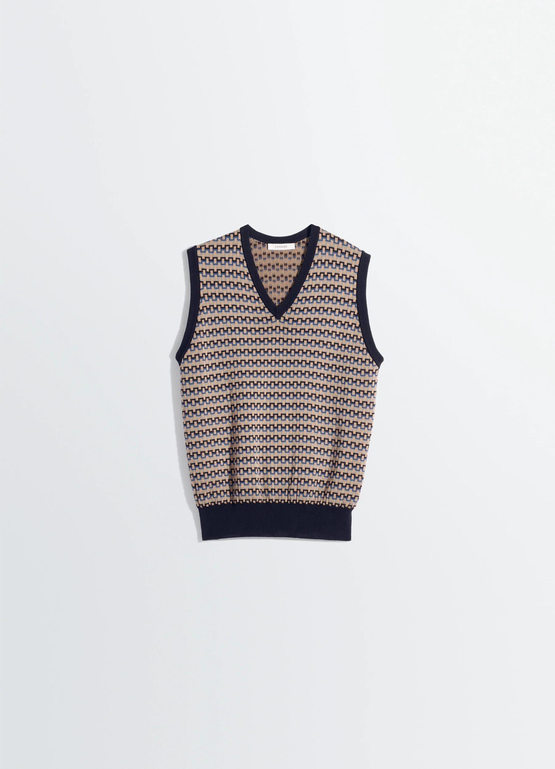 V NECK JACQUARD VEST IN COTTON