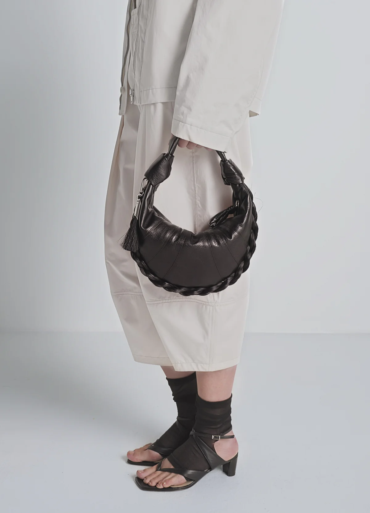 MINI FORTUNE CROISSANT BAG IN LEATHER AND HORSEHAIR