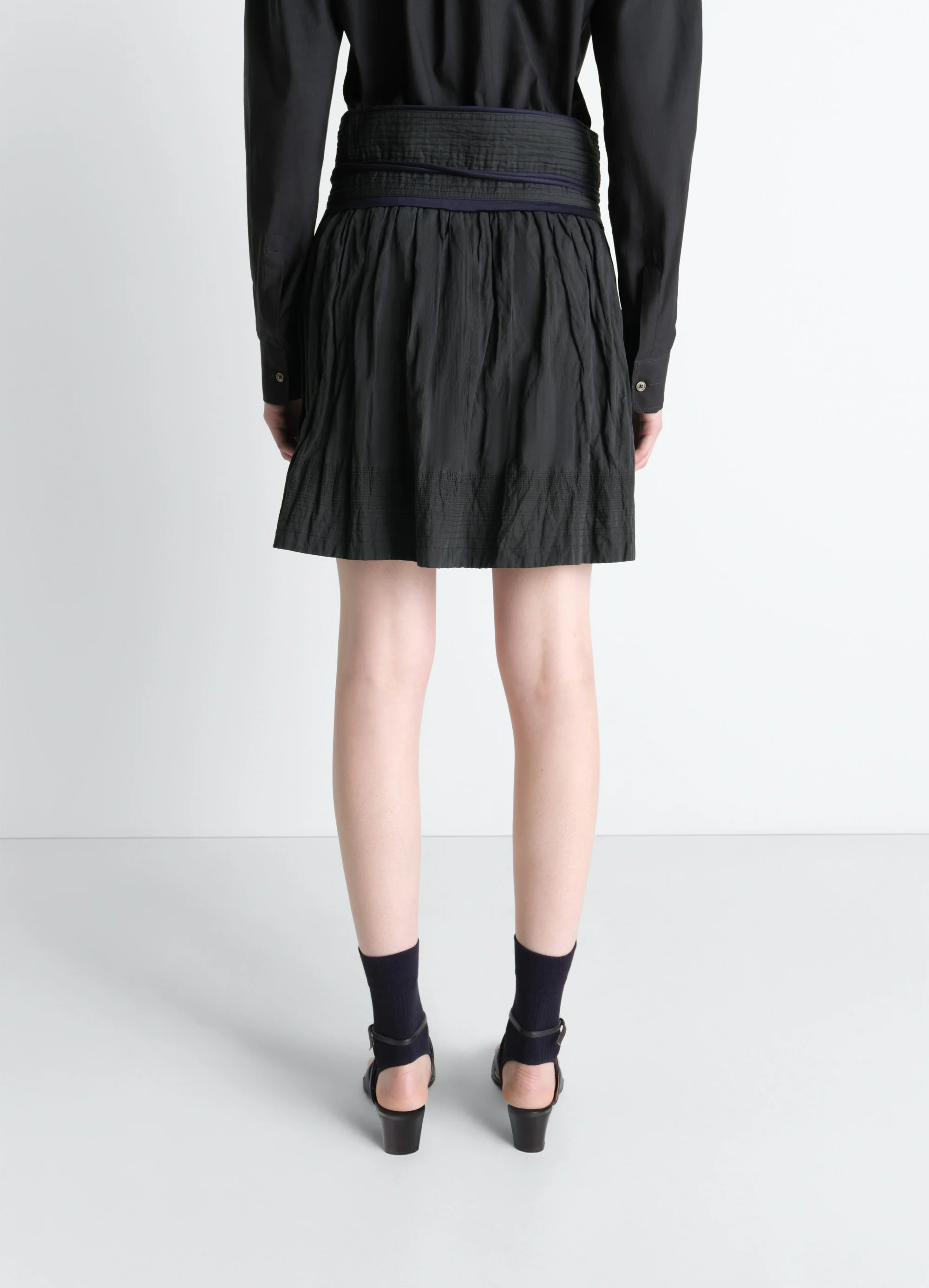 CRINKLED WRAP SKIRT IN CRINKLED COTTON METAL