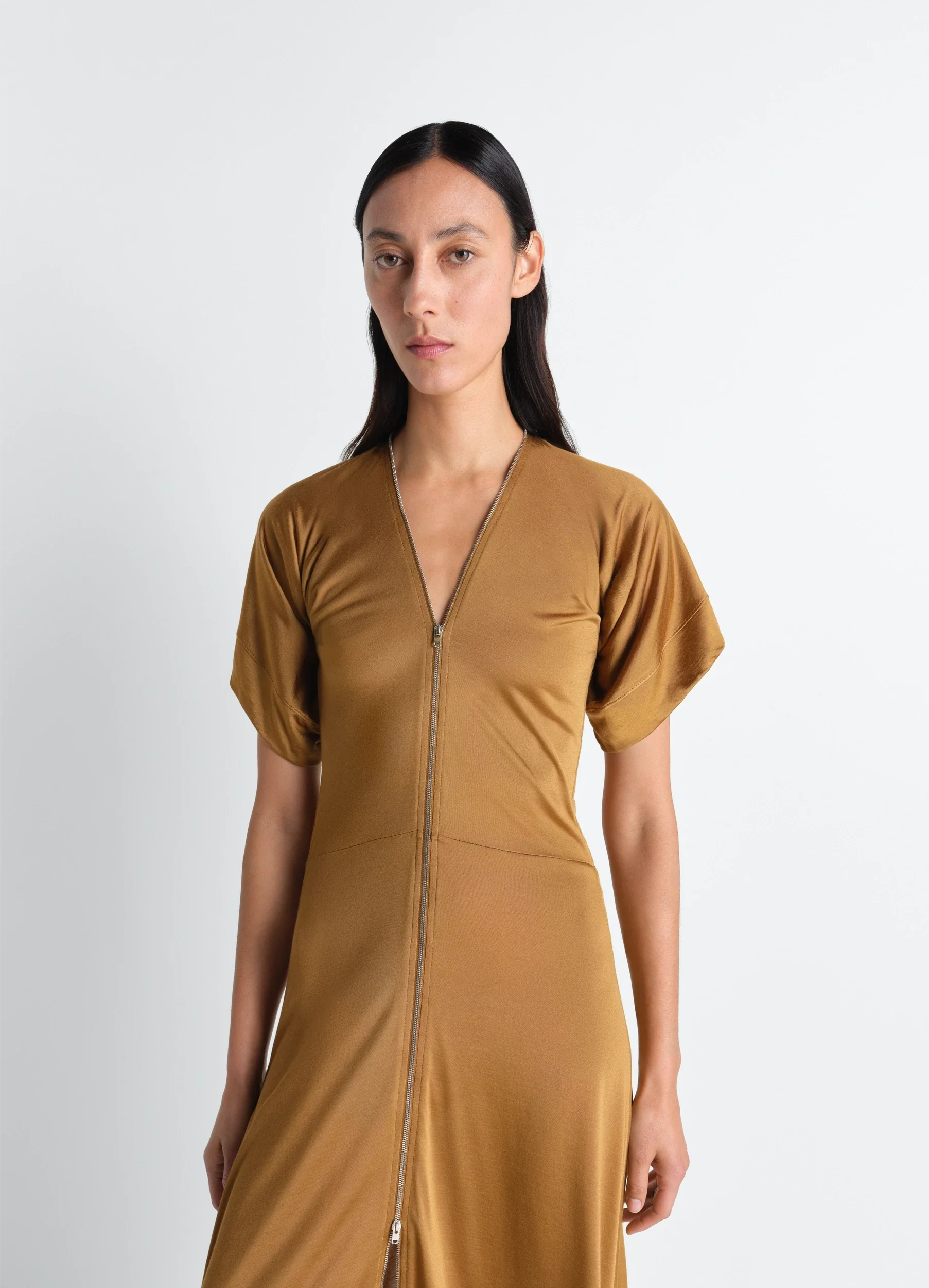 ZIP DRESS IN VISCOSE COTTON JERSEY