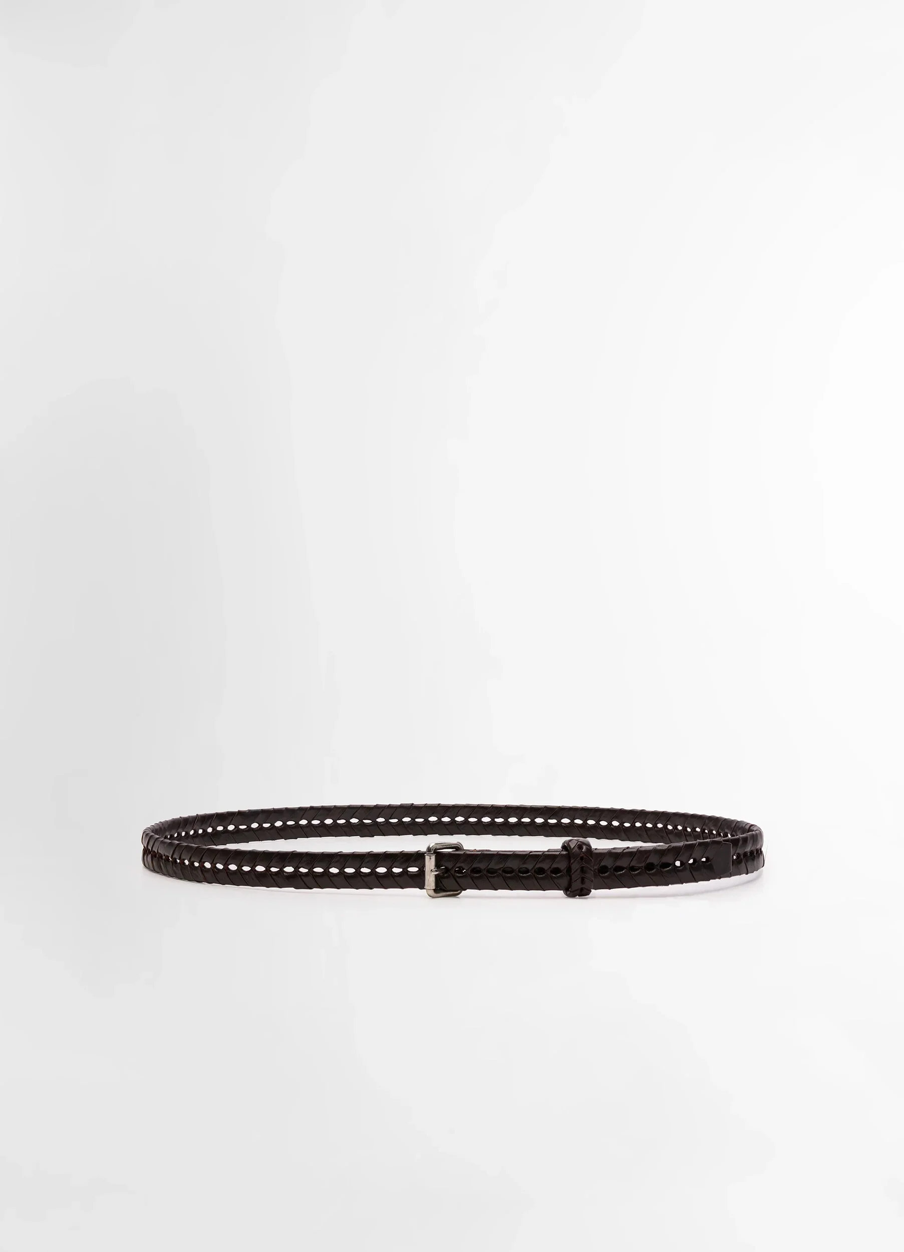 BRAIDED BELT 20MM IN LEATHER