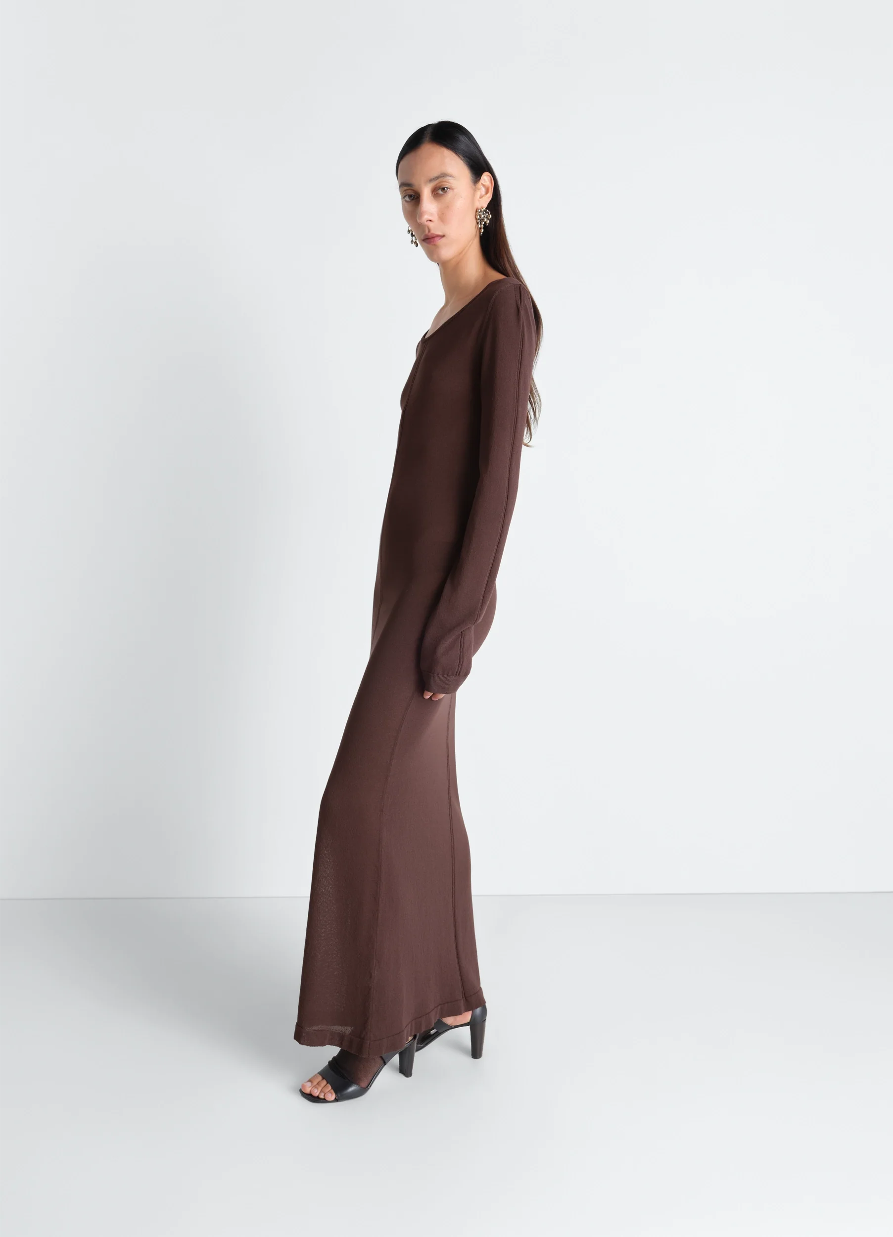 LONG SLEEVE TUBE DRESS IN VISCOSE CREPE
