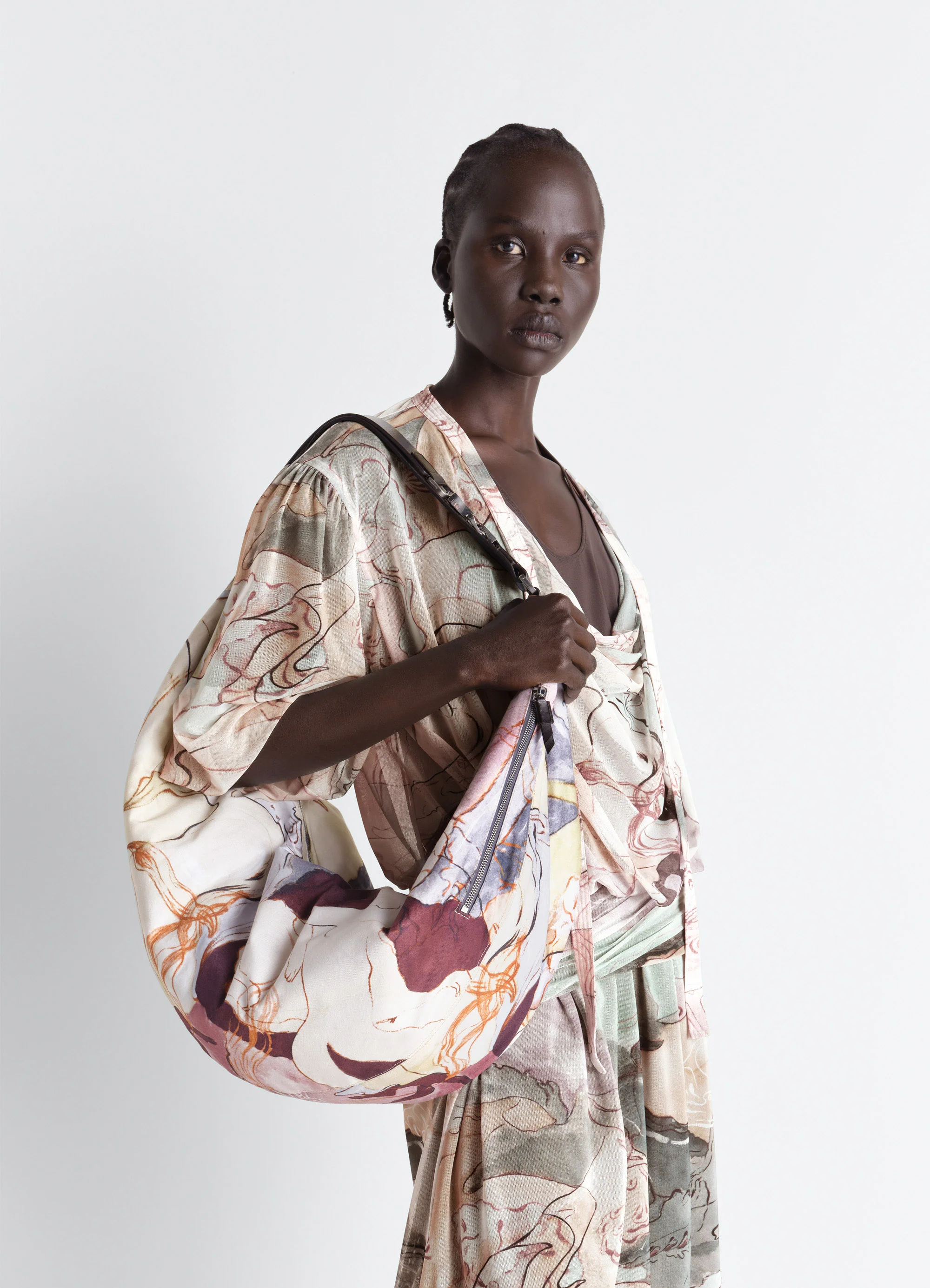 XL QUIVER CLIP BAG IN PRINTED COTTON CANVAS