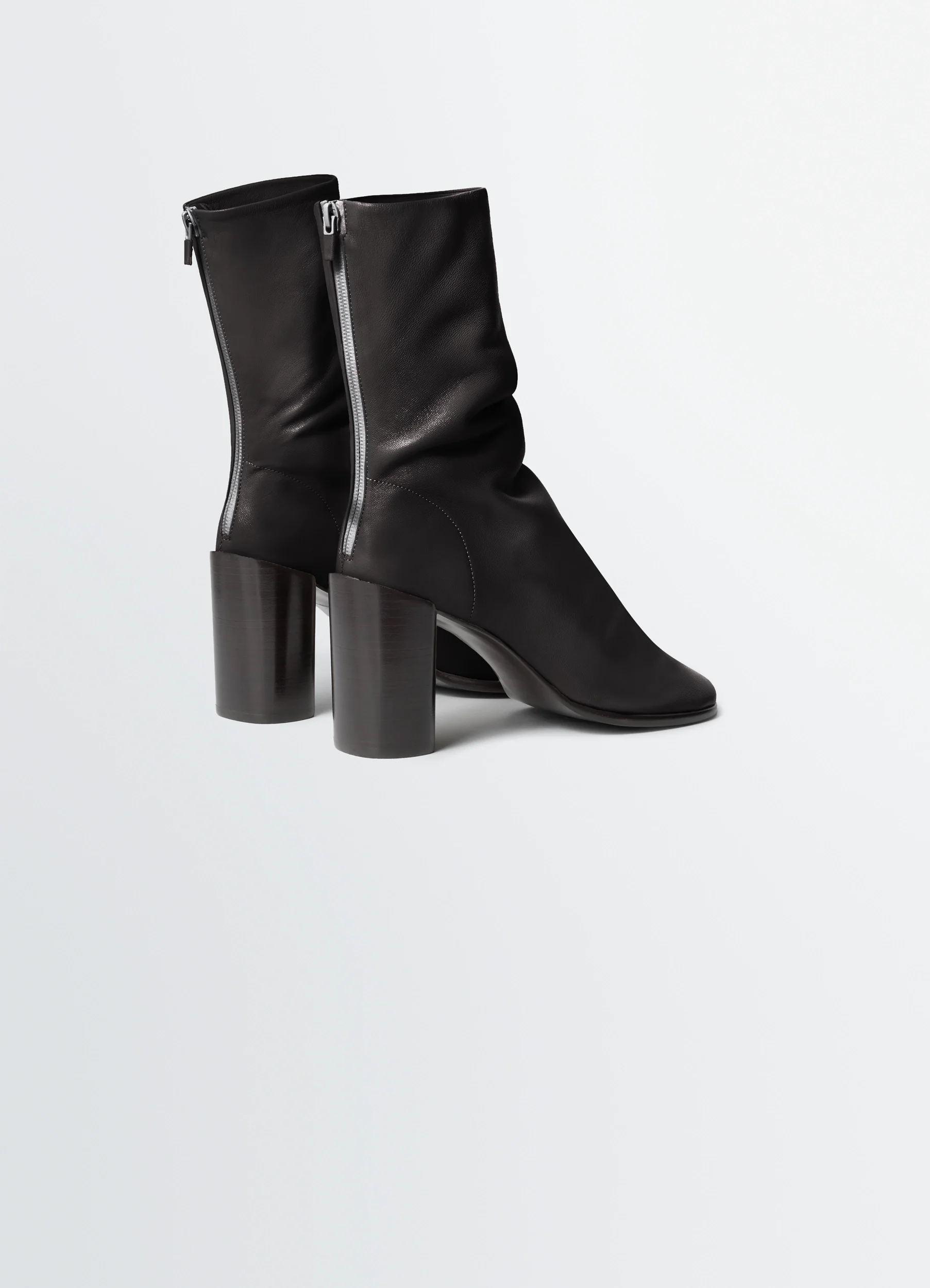 GLOVE ANKLE BOOTS WITH 80MM HEEL IN LEATHER