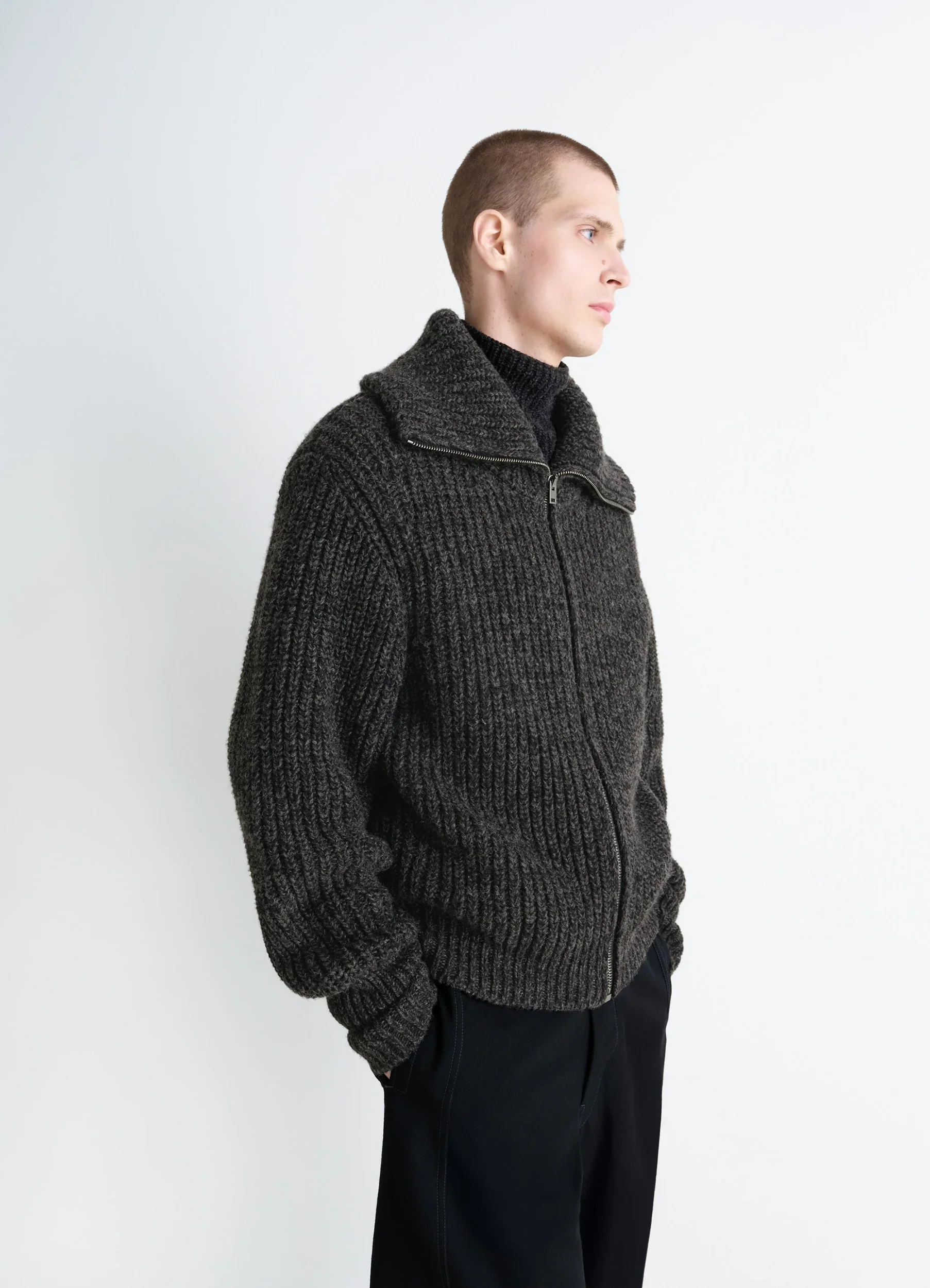 ZIPPED CARDIGAN IN YAK ALPACA
