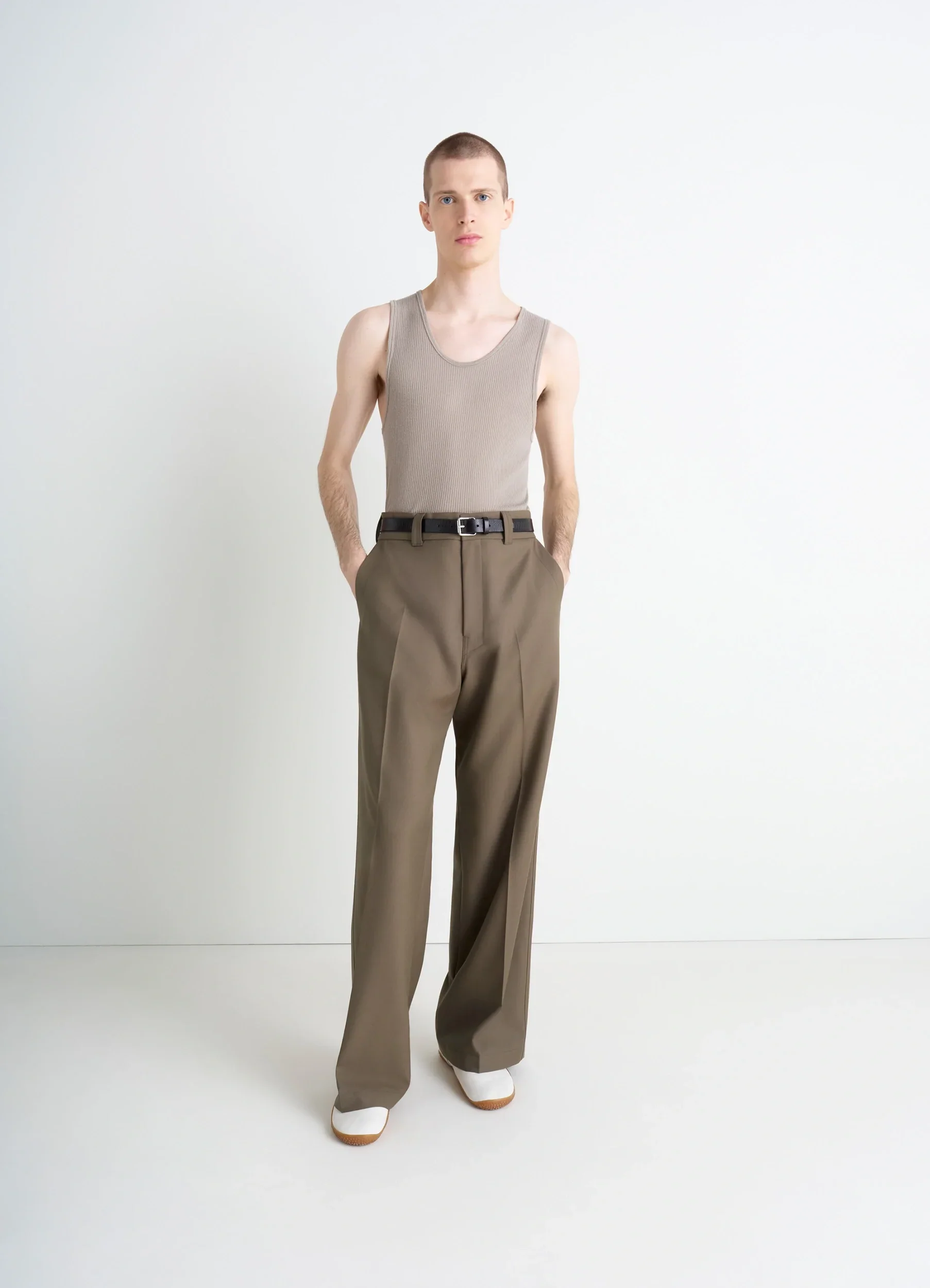 STRAIGHT TAILORED PANTS IN POLYWOOL