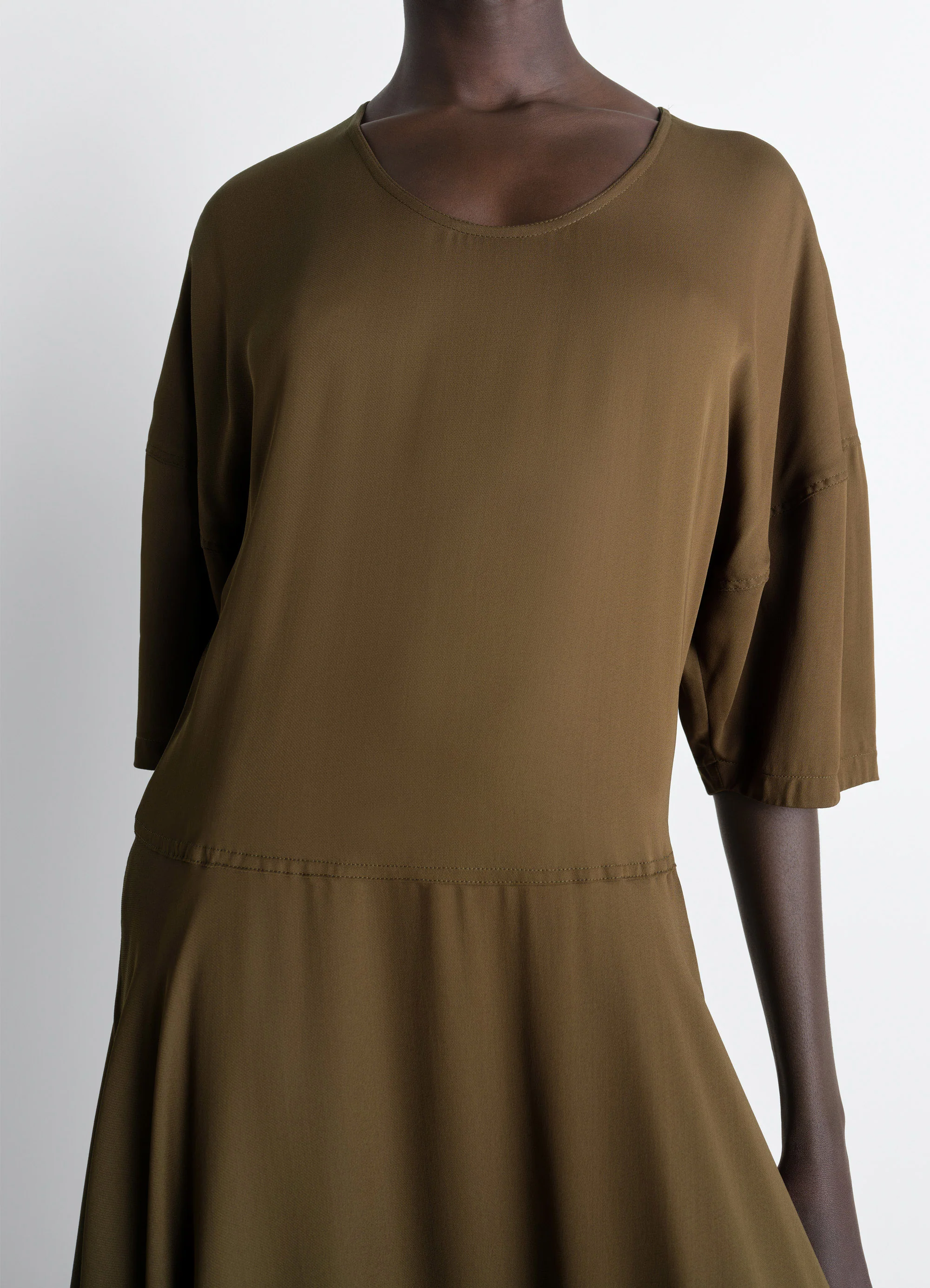 BALLOON DRESS IN CREPE DE CHINE VISCOSE