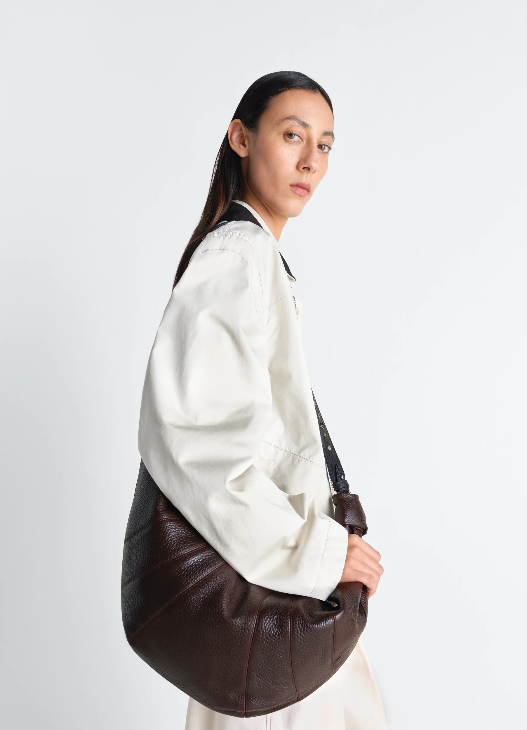 WESTERN STUDS LARGE CROISSANT BAG IN LEATHER