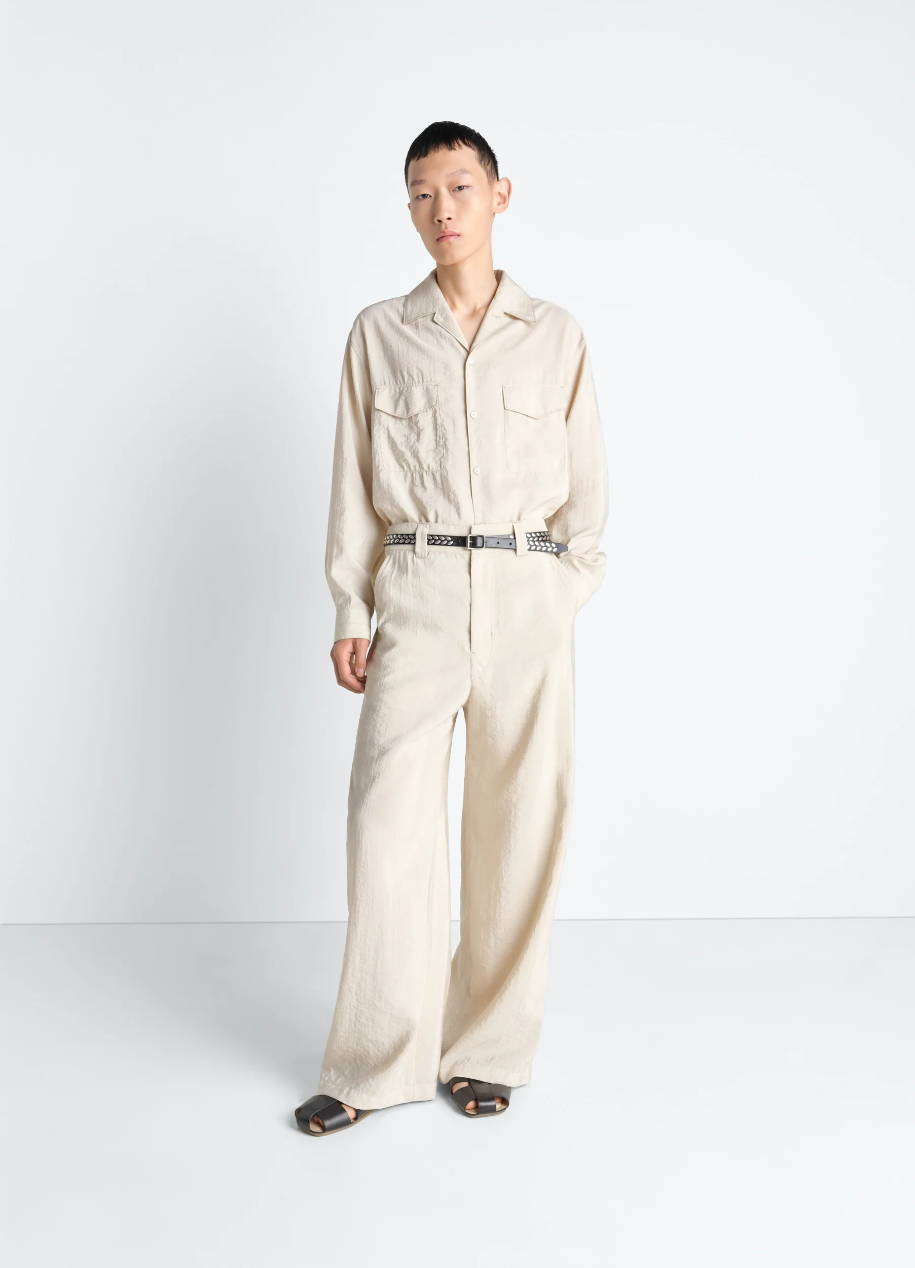 STRAIGHT TAILORED PANTS IN DRY SILK
