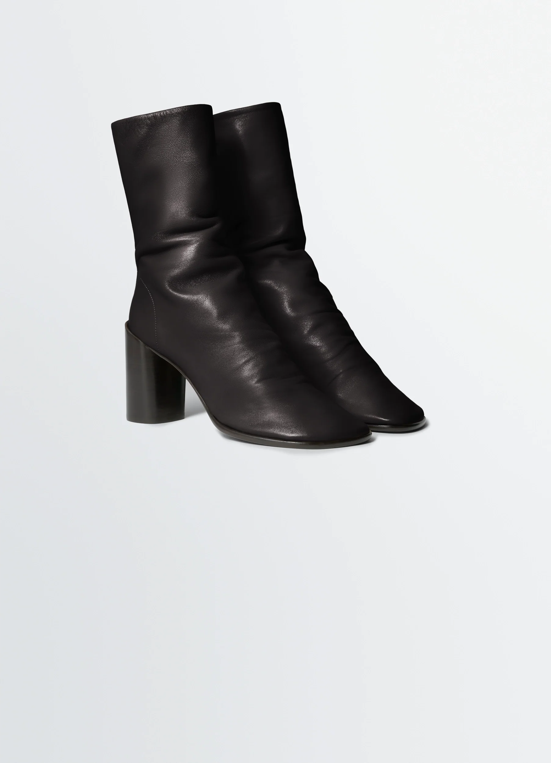 GLOVE ANKLE BOOTS WITH 80MM HEEL IN LEATHER