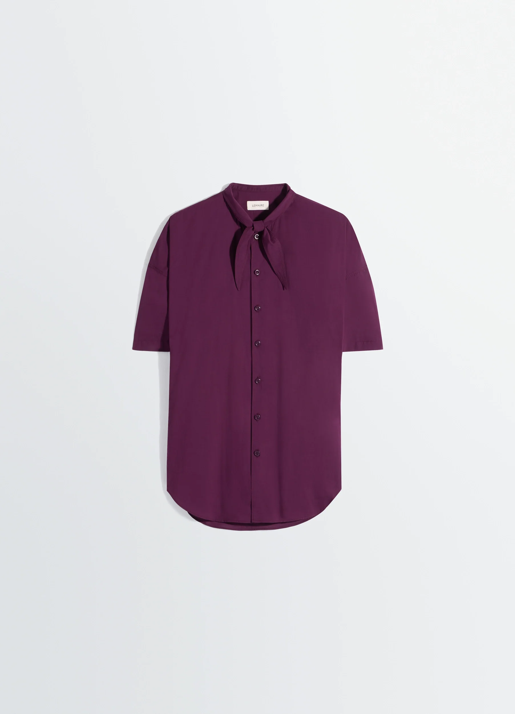 SHORT SLEEVE SHIRT WITH FOULARD IN WASHED COTTON MUSLIN