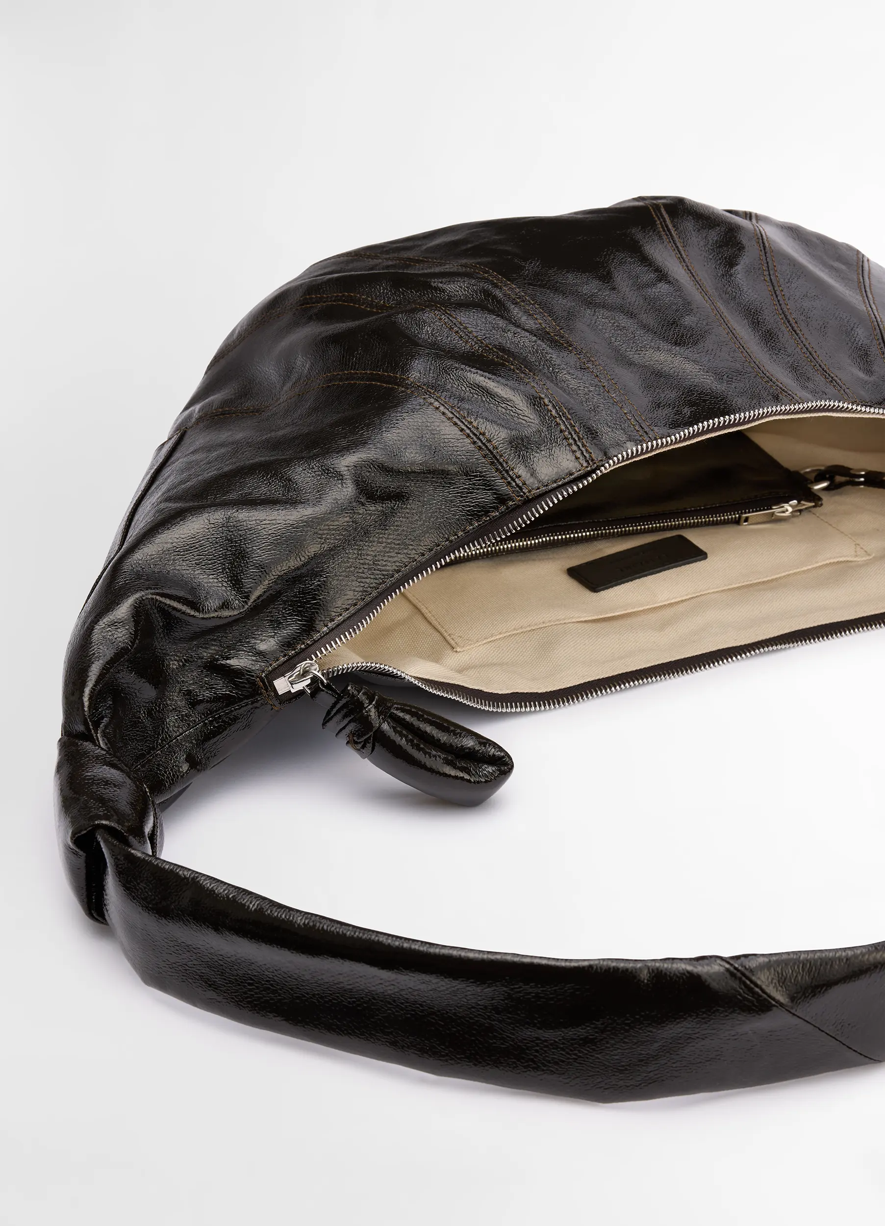 LARGE CROISSANT BAG IN COATED COTTON