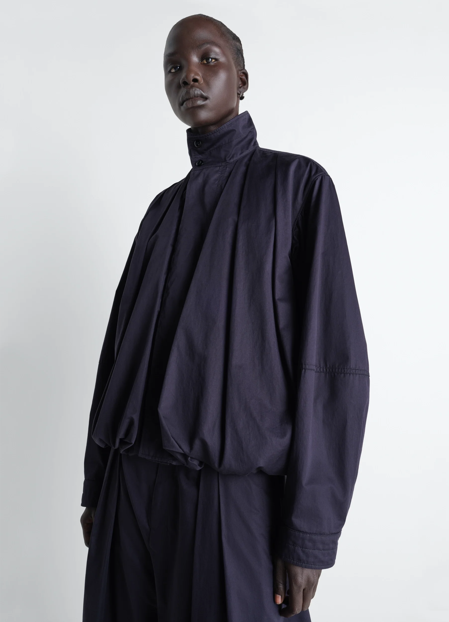 SOFT PLEATED BLOUSON IN COTTON SATIN