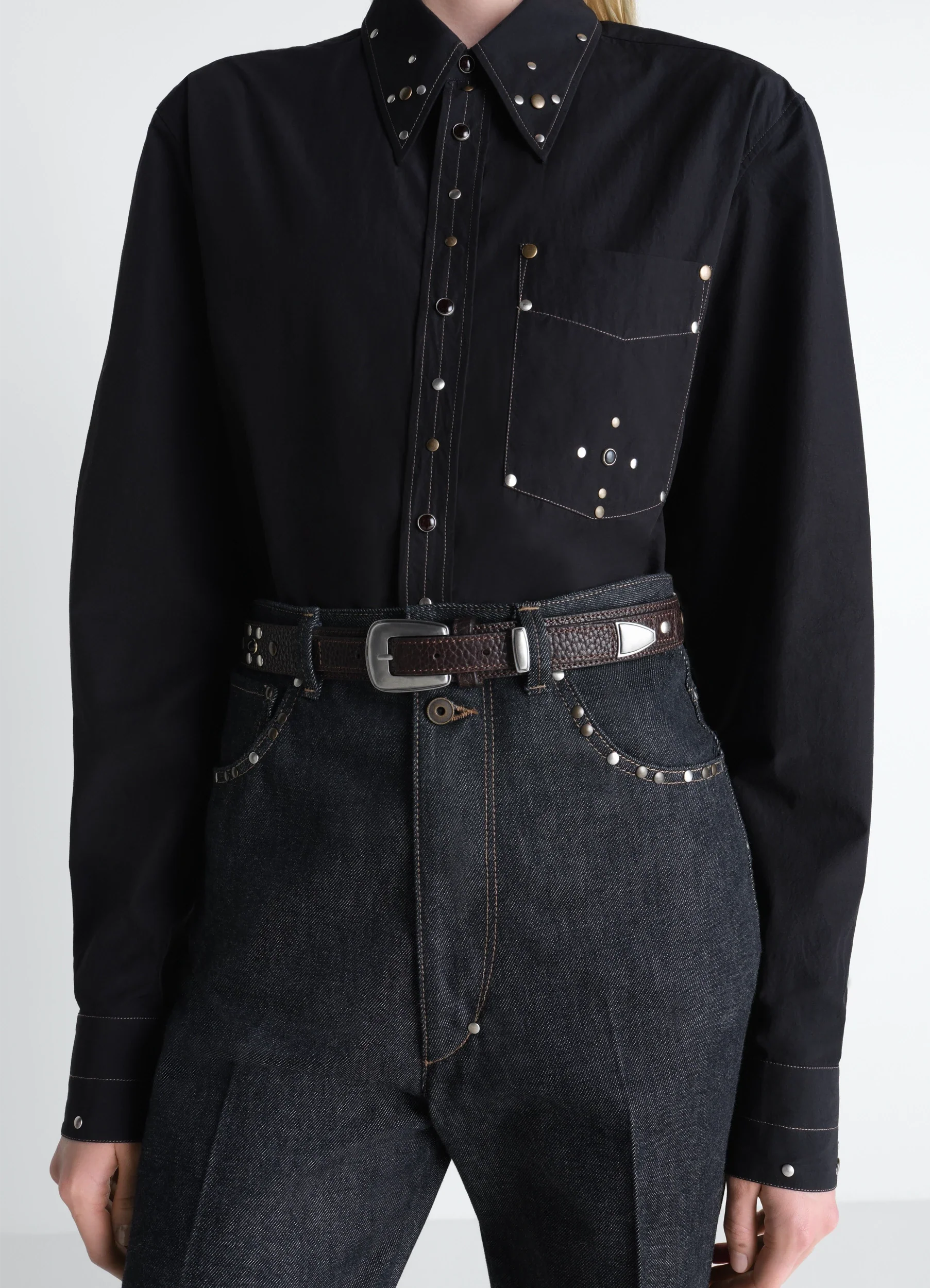 WESTERN STUDS BELT 30 MM IN LEATHER
