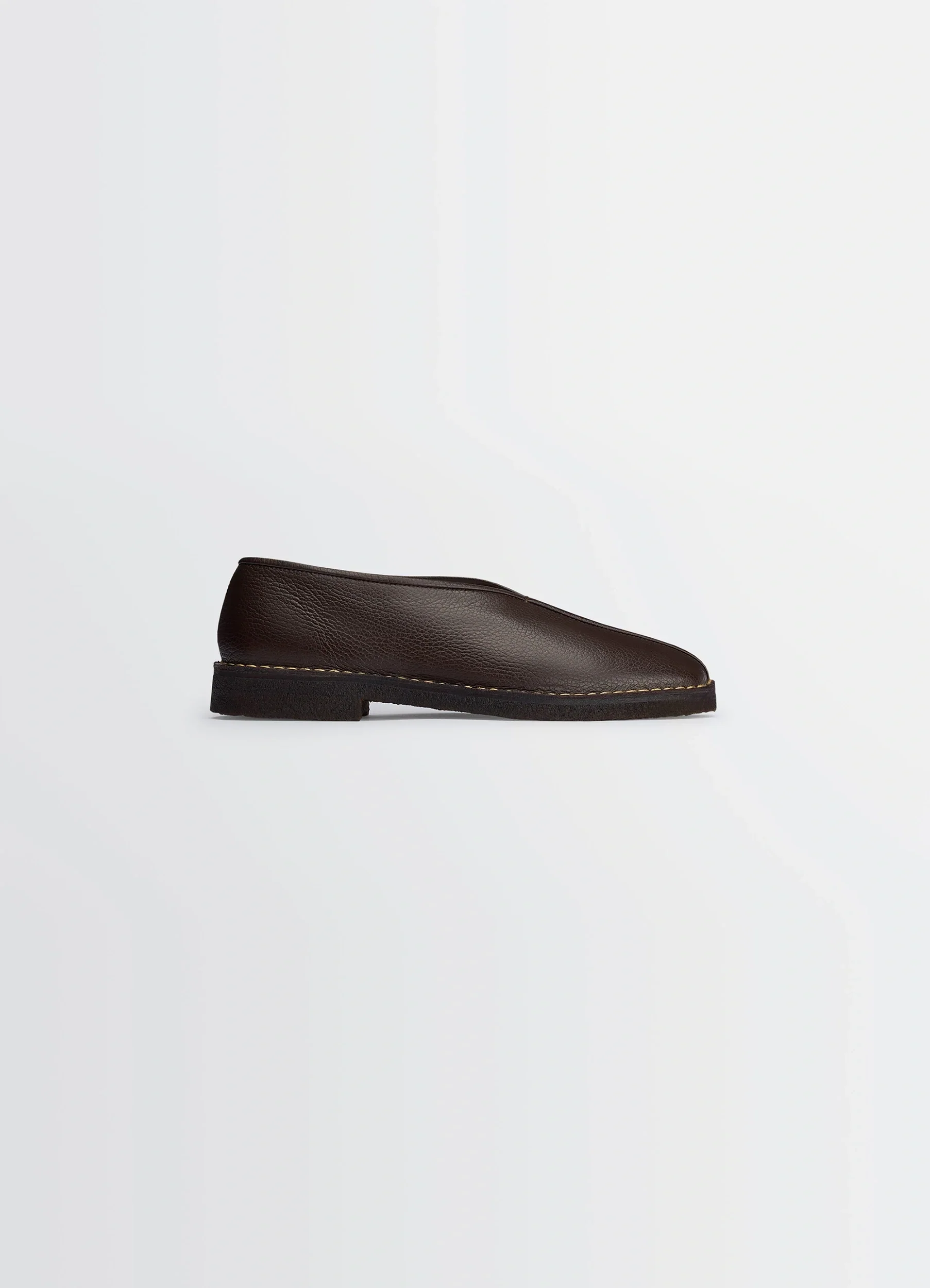 PIPED CREPE SLIPPERS IN LEATHER