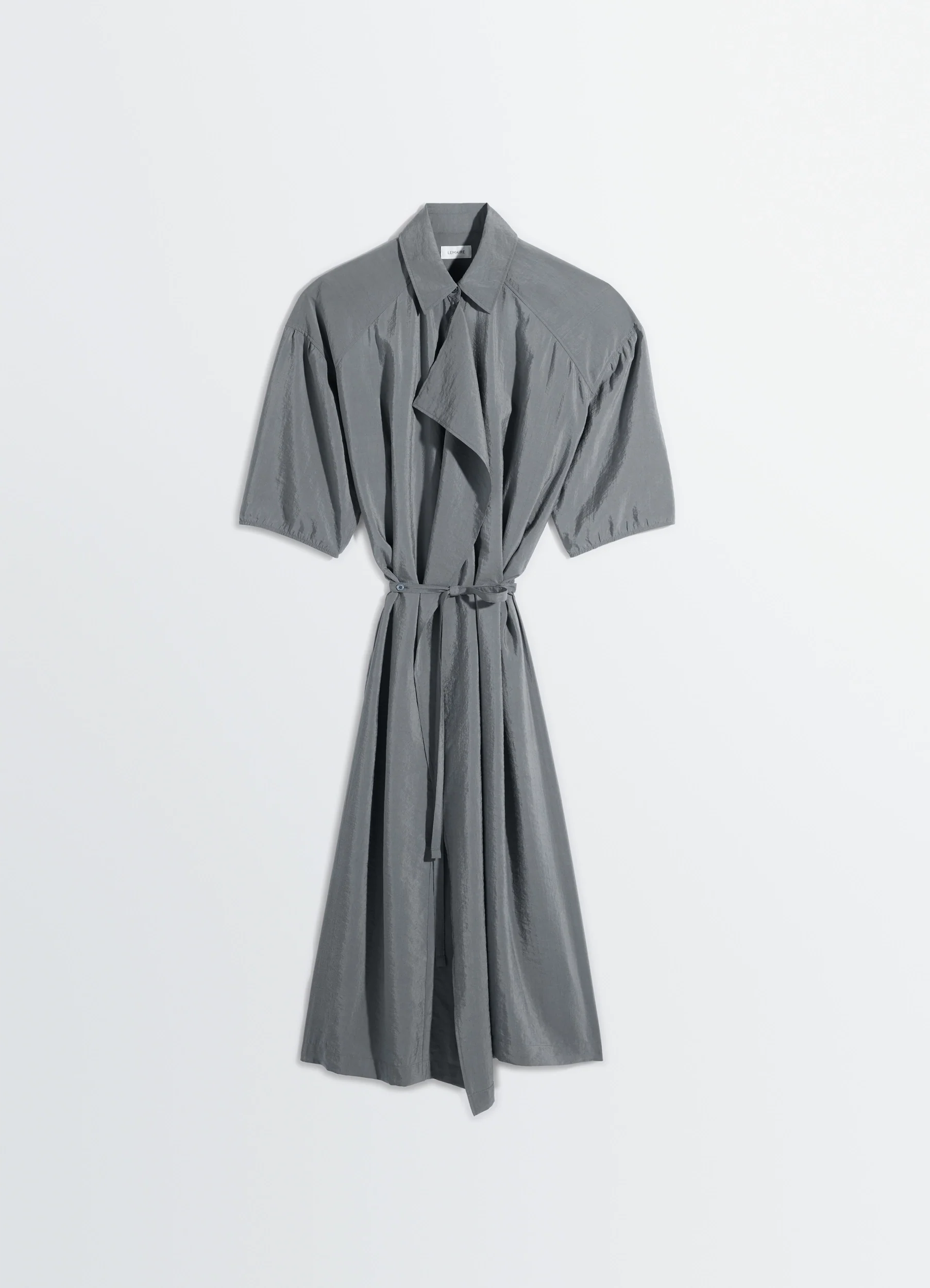 ASYMMETRICAL SHIRT DRESS IN DRY SILK