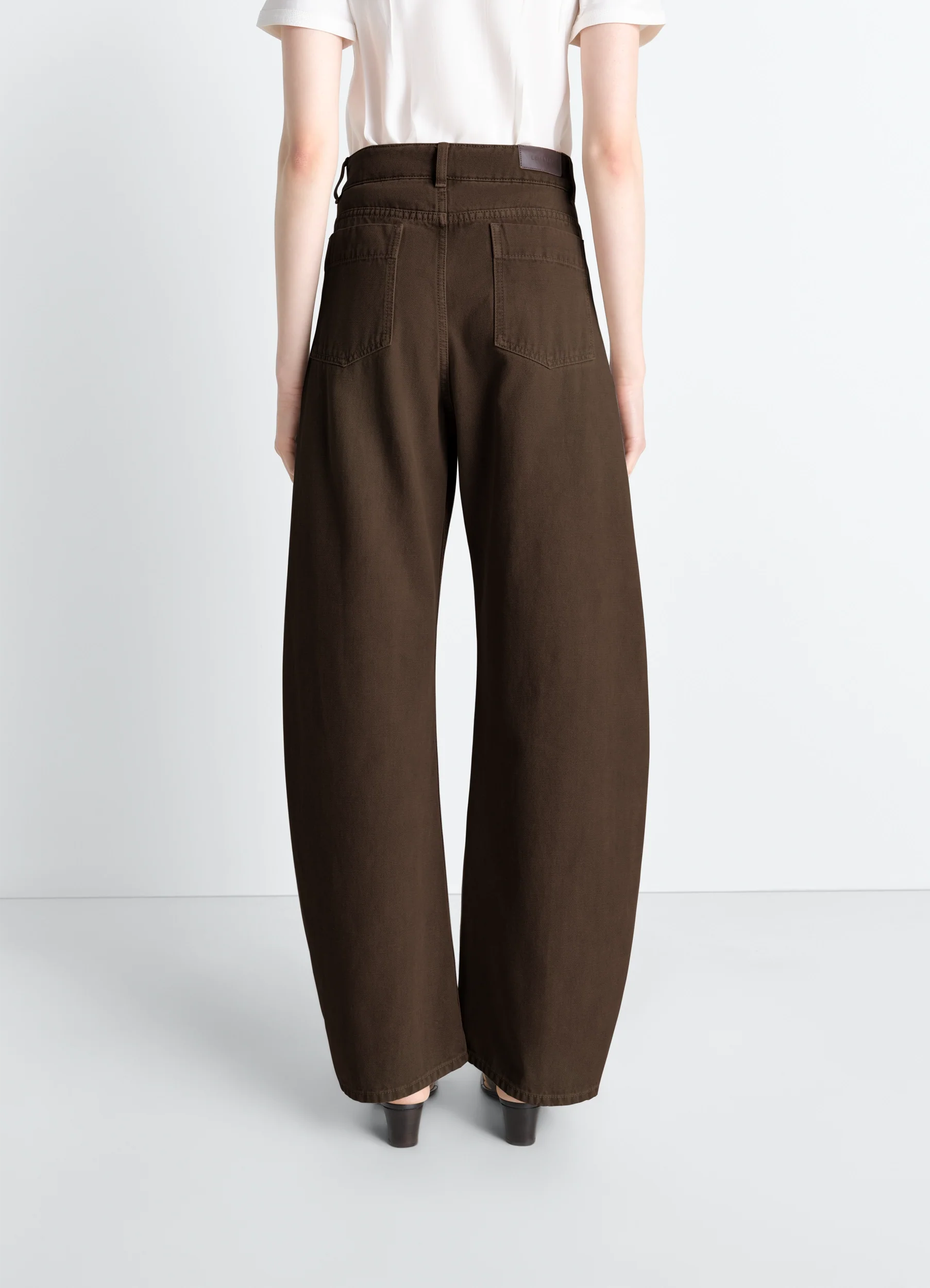 HIGH WAISTED CURVED PANTS IN DYED HEAVY BROKEN TWILL