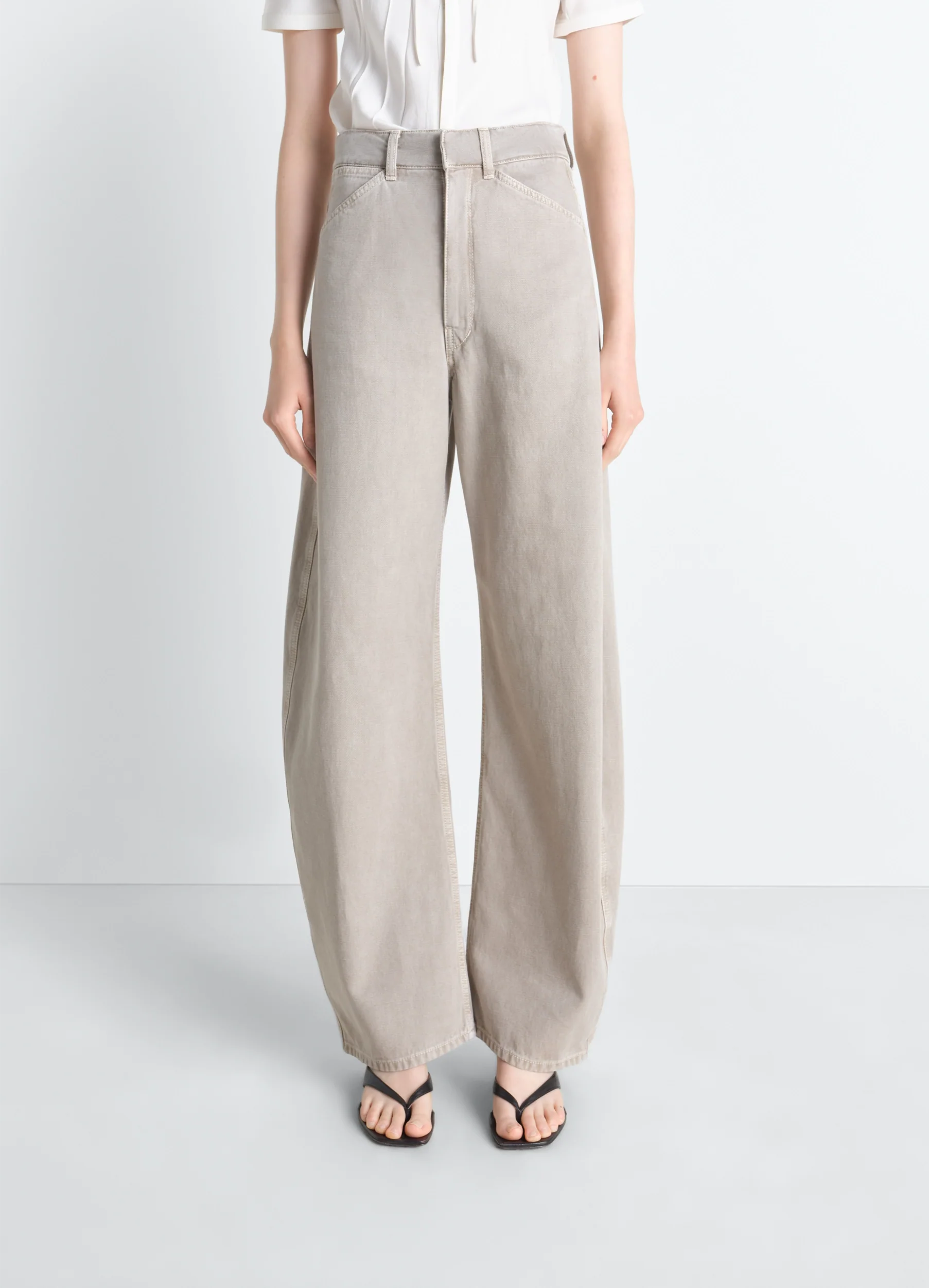 HIGH WAISTED CURVED PANTS IN BROKEN TWILL