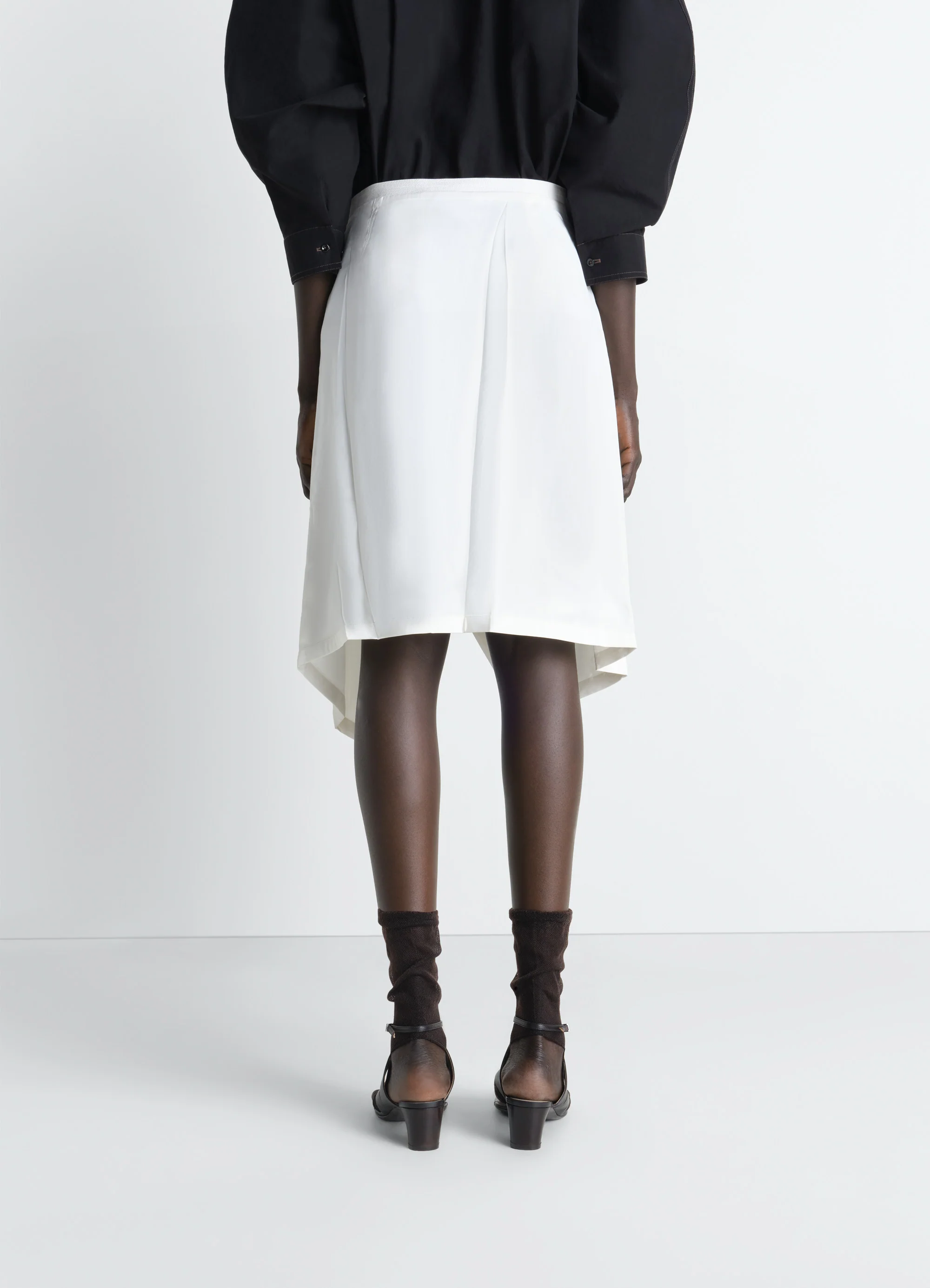 CREASED FOULARD SKIRT IN POLY VISCOSE TWILL